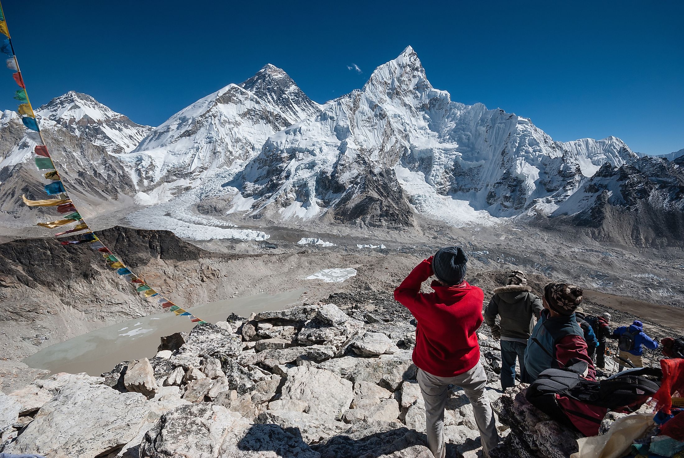 A view of Mt. Everest and Khumbu Glacier from the Kala Patthar summit, Nepal.