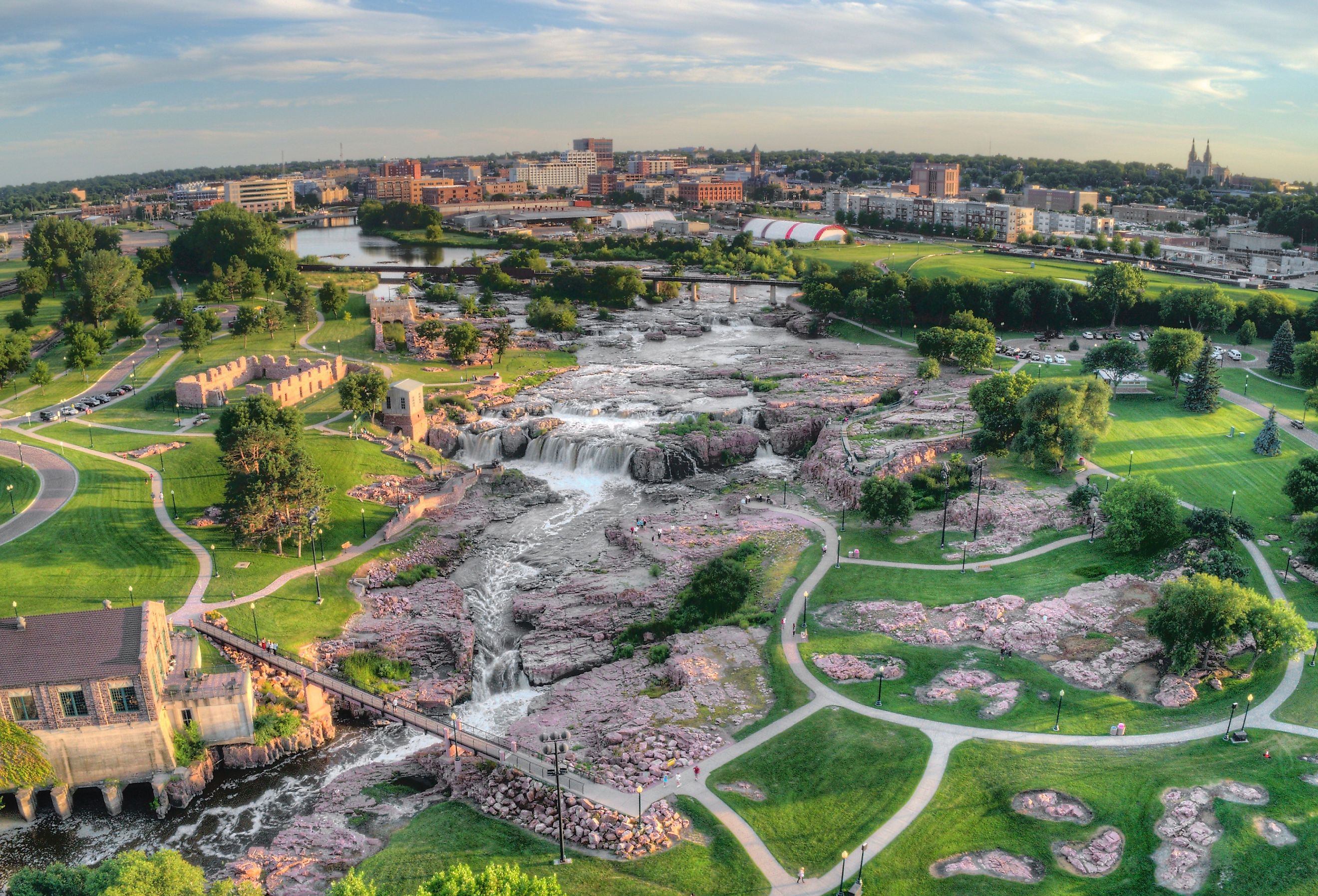 Summer Aerial View of Sioux Falls, the largest city in the State of South Dakota.