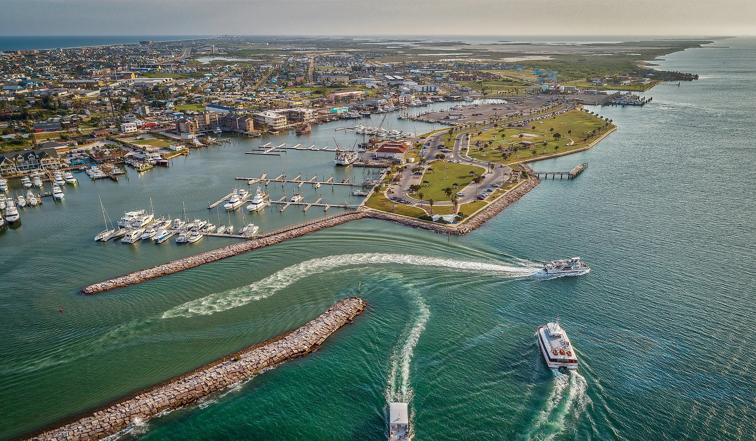 Aerial view of Port Aransas, Texas.