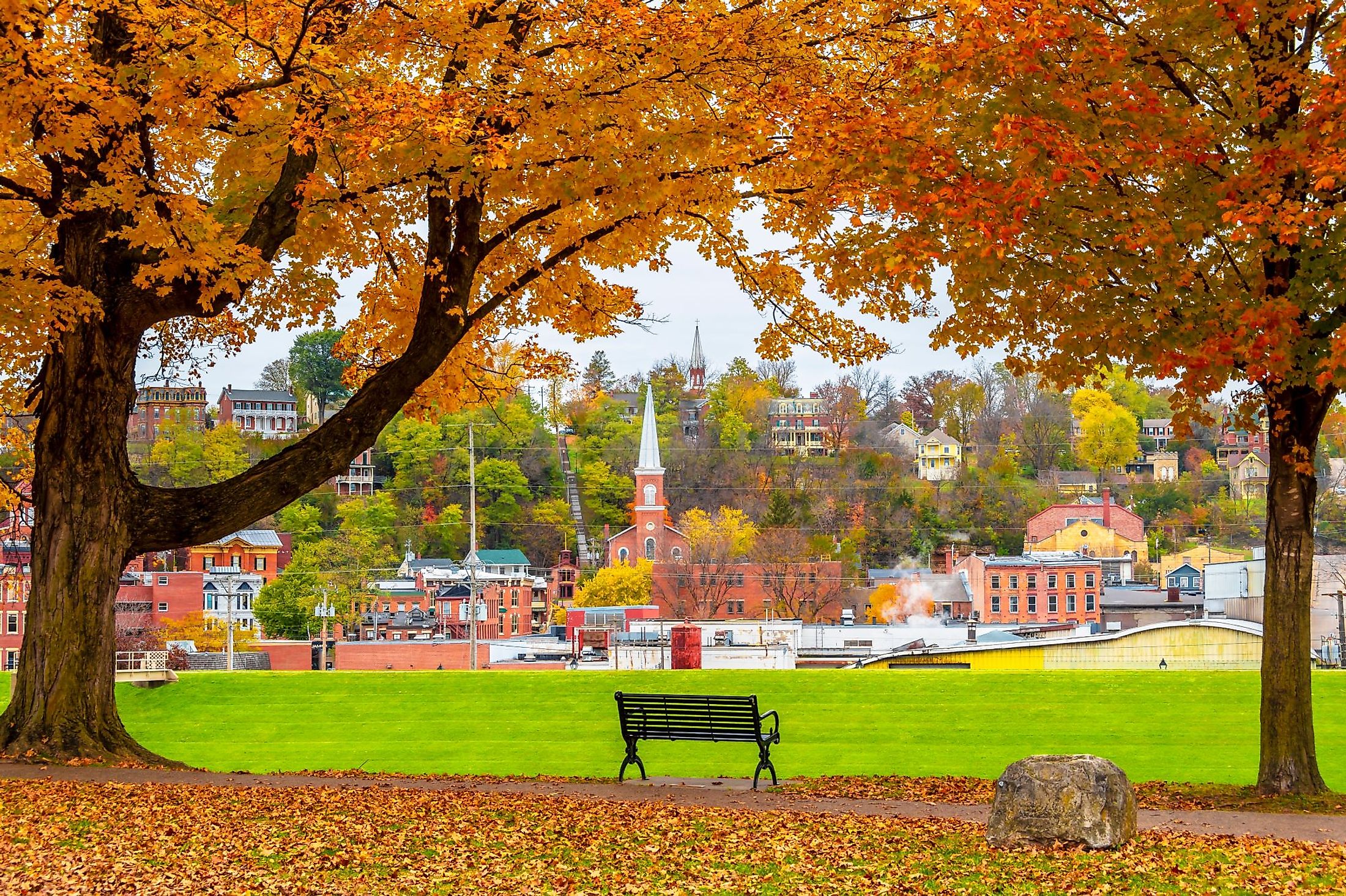 A view of the Grant Park in autumn at Galena, Illinois