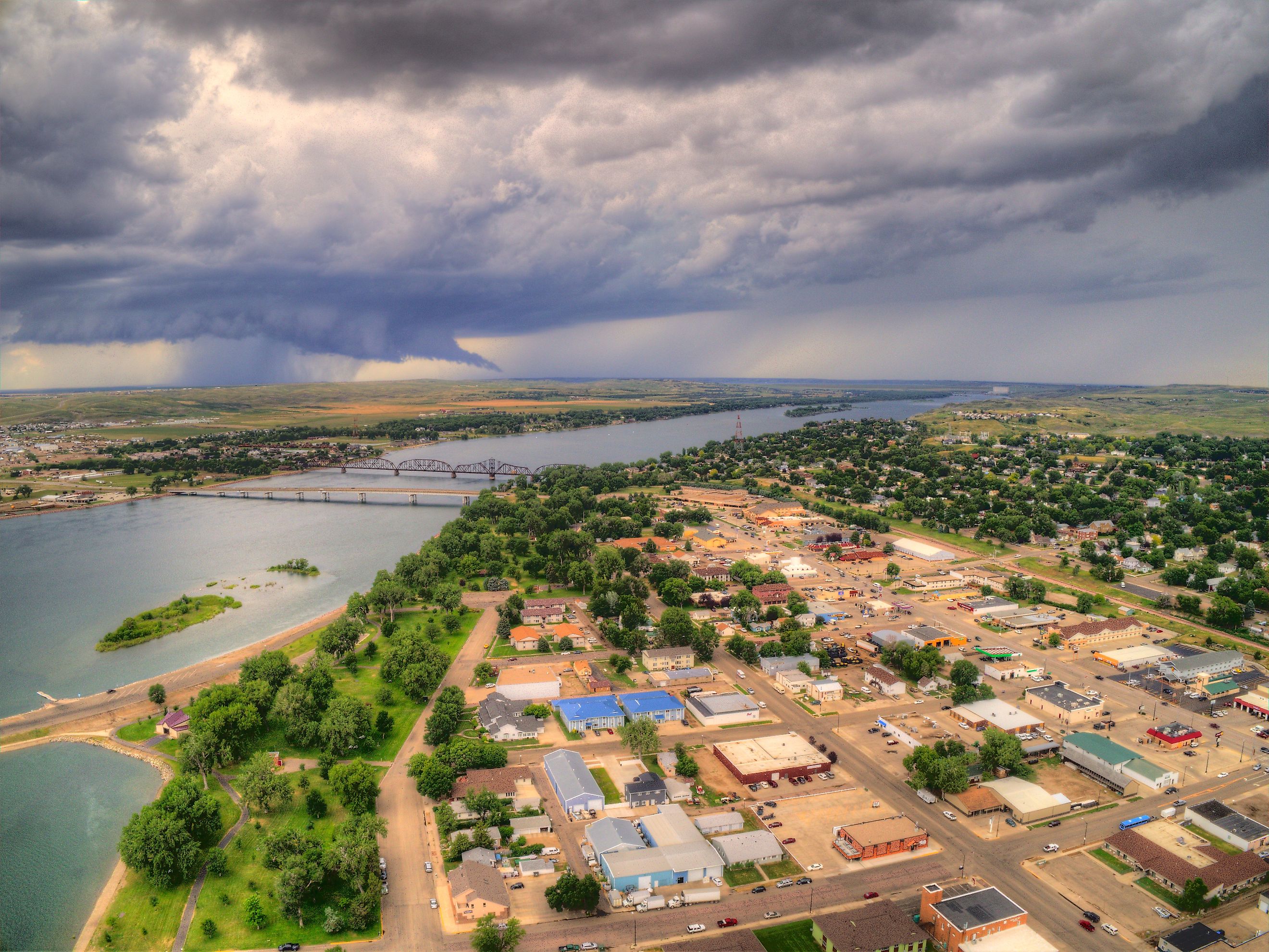 Aerial view of Pierre, the state capitol of South Dakota.