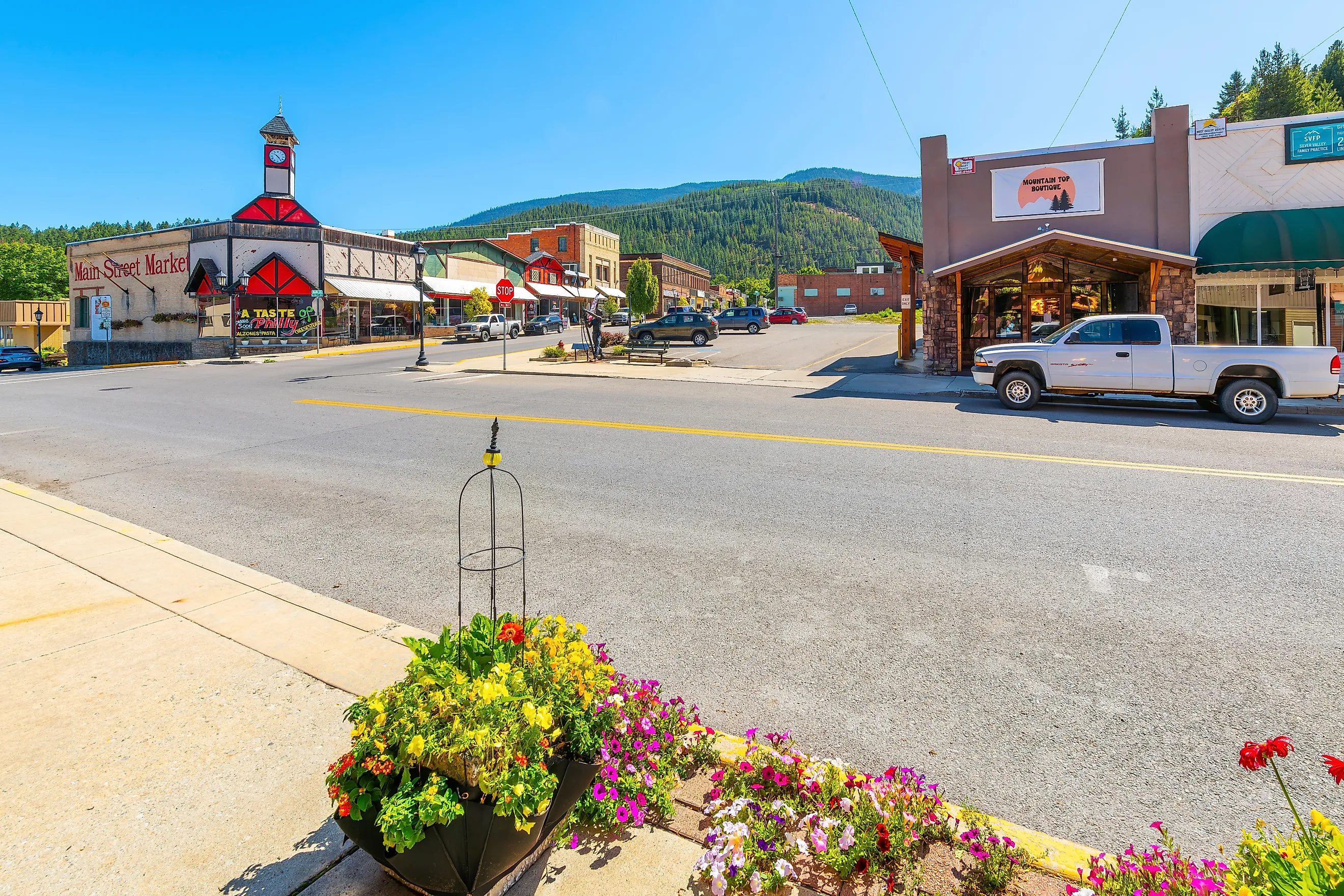 McKinley Avenue, the main street through the historic town of Kellogg, Idaho