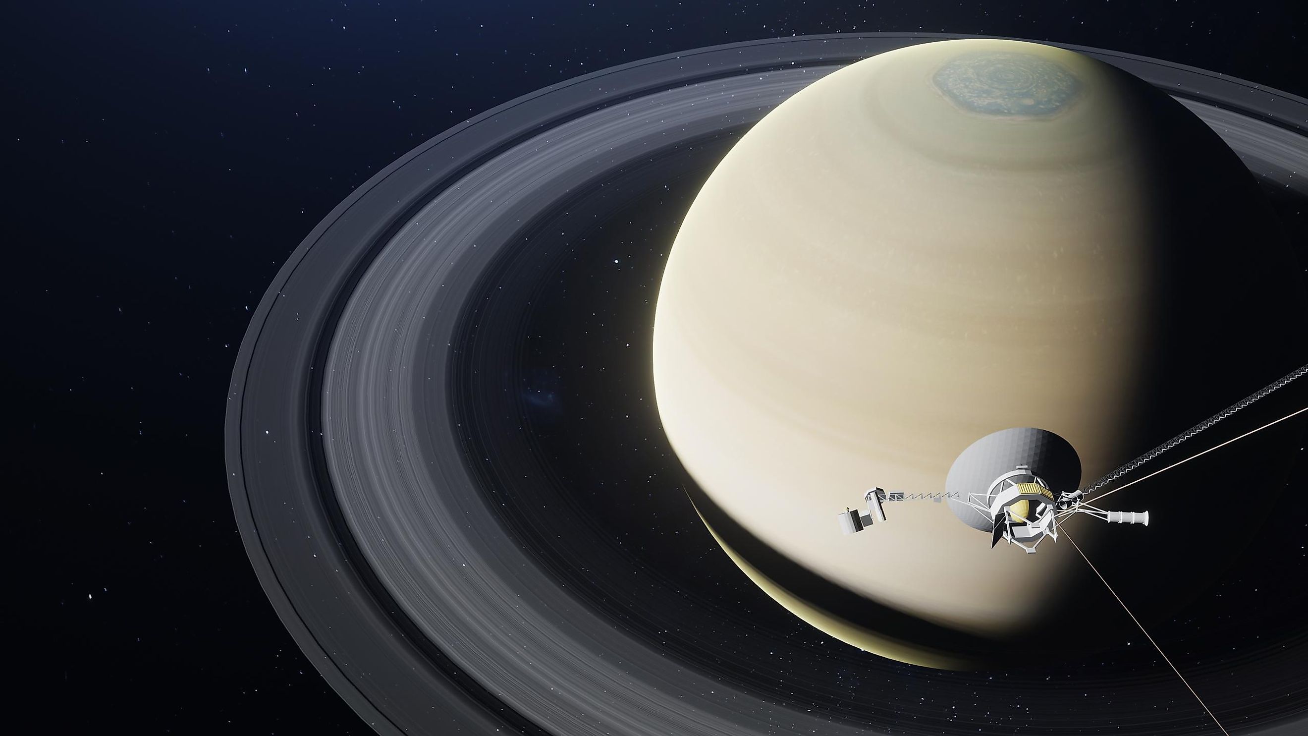The Voyager Space Probe Approaching Saturn