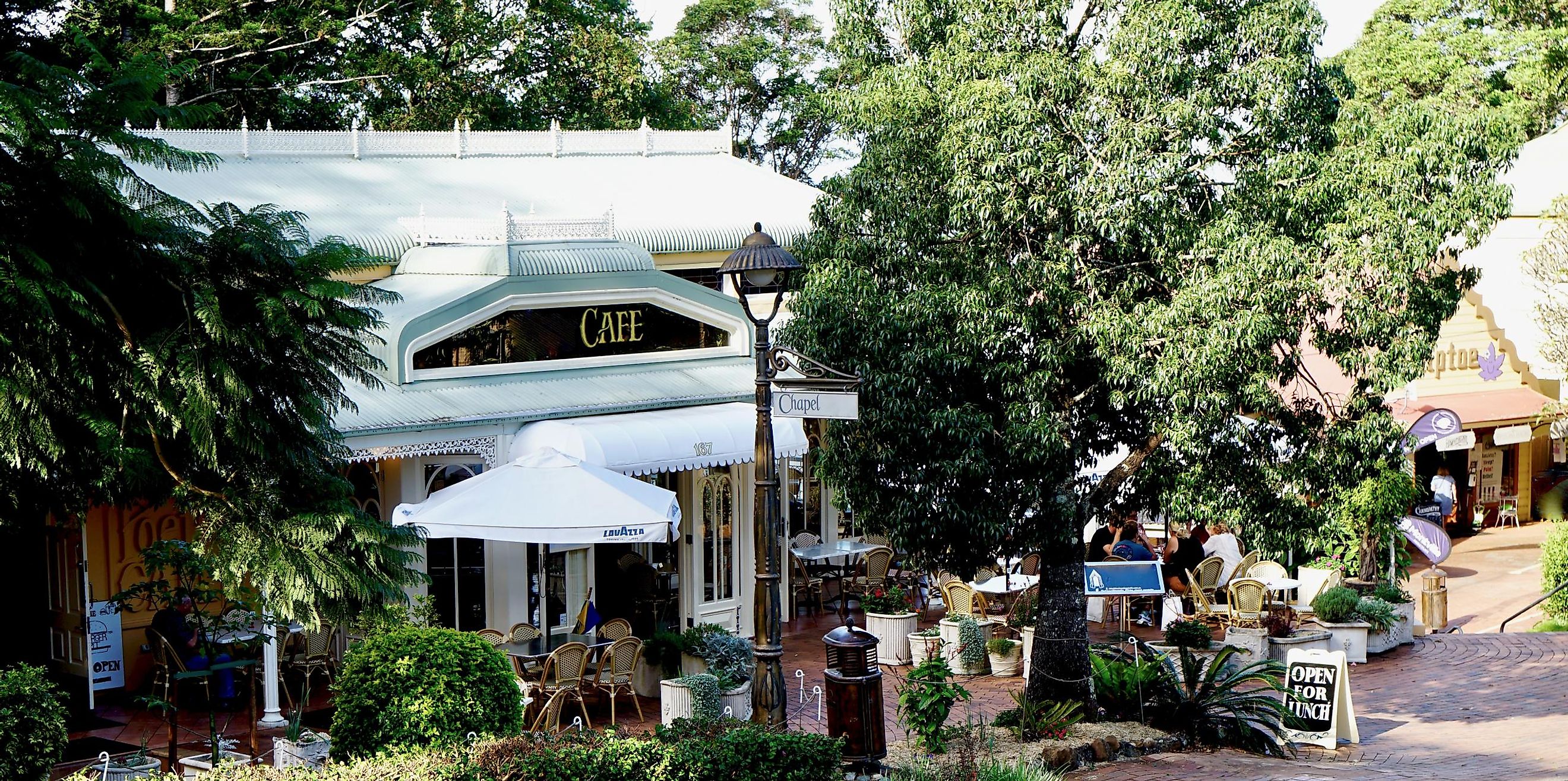 Main Street and Poets Cafe, Montville, Sunshine Coast, Queensland