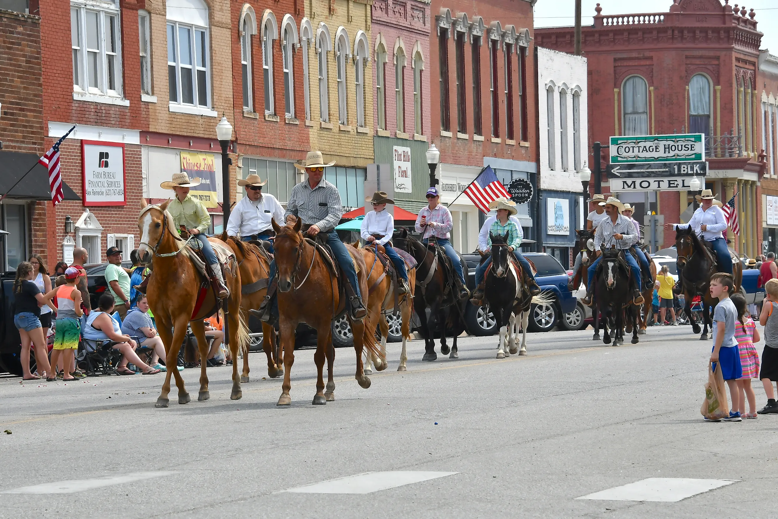 Main Street of Council Grove, Kansas, during the Washunga Days Parade.