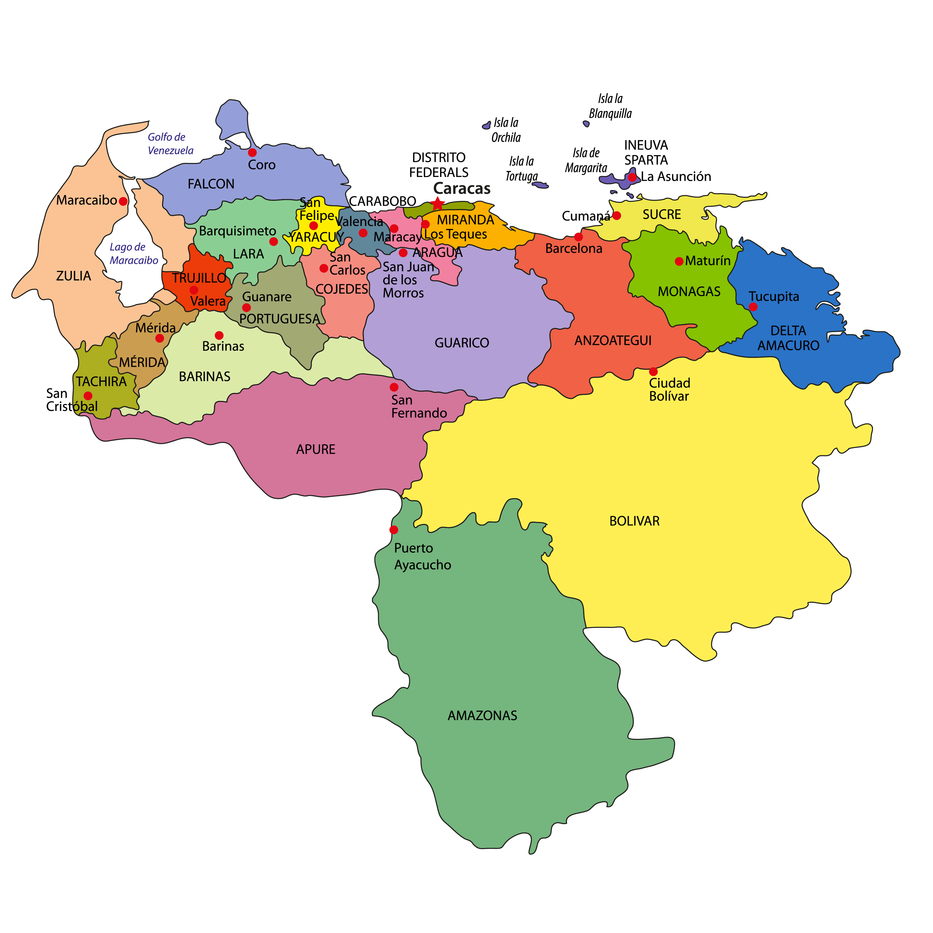 Map Of Venezuela With Cities United States Map States District