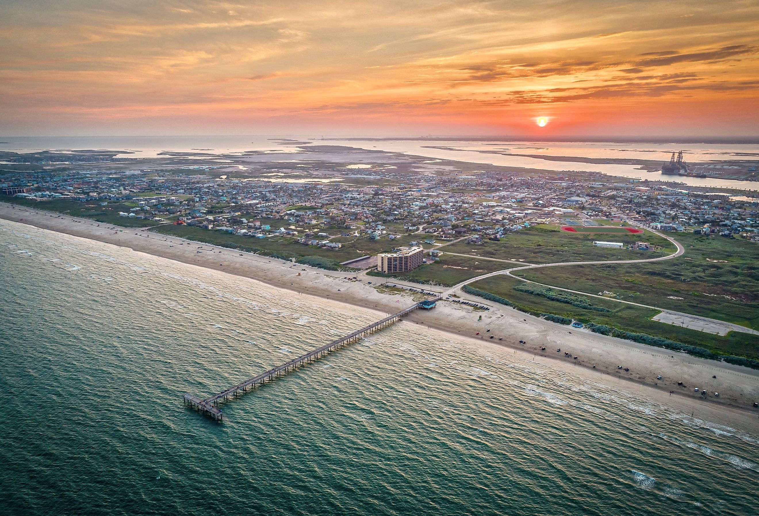 Aerial view of Port Aransas, Texas.