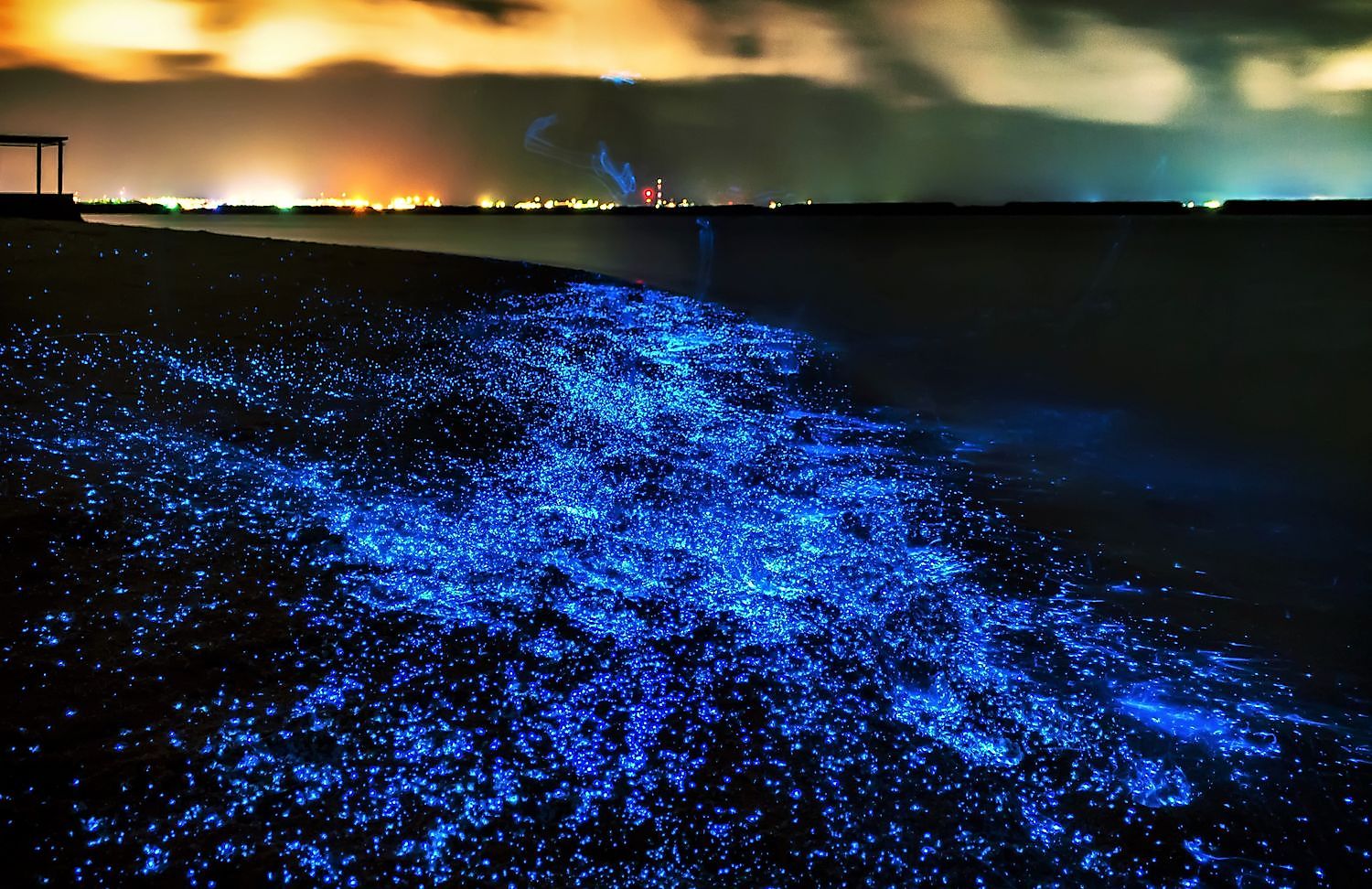 This beach is located on Mudhdhoo Island in the Maldives, and it is also known as the Vaadhoo beach. Image credit: whenonearth.net