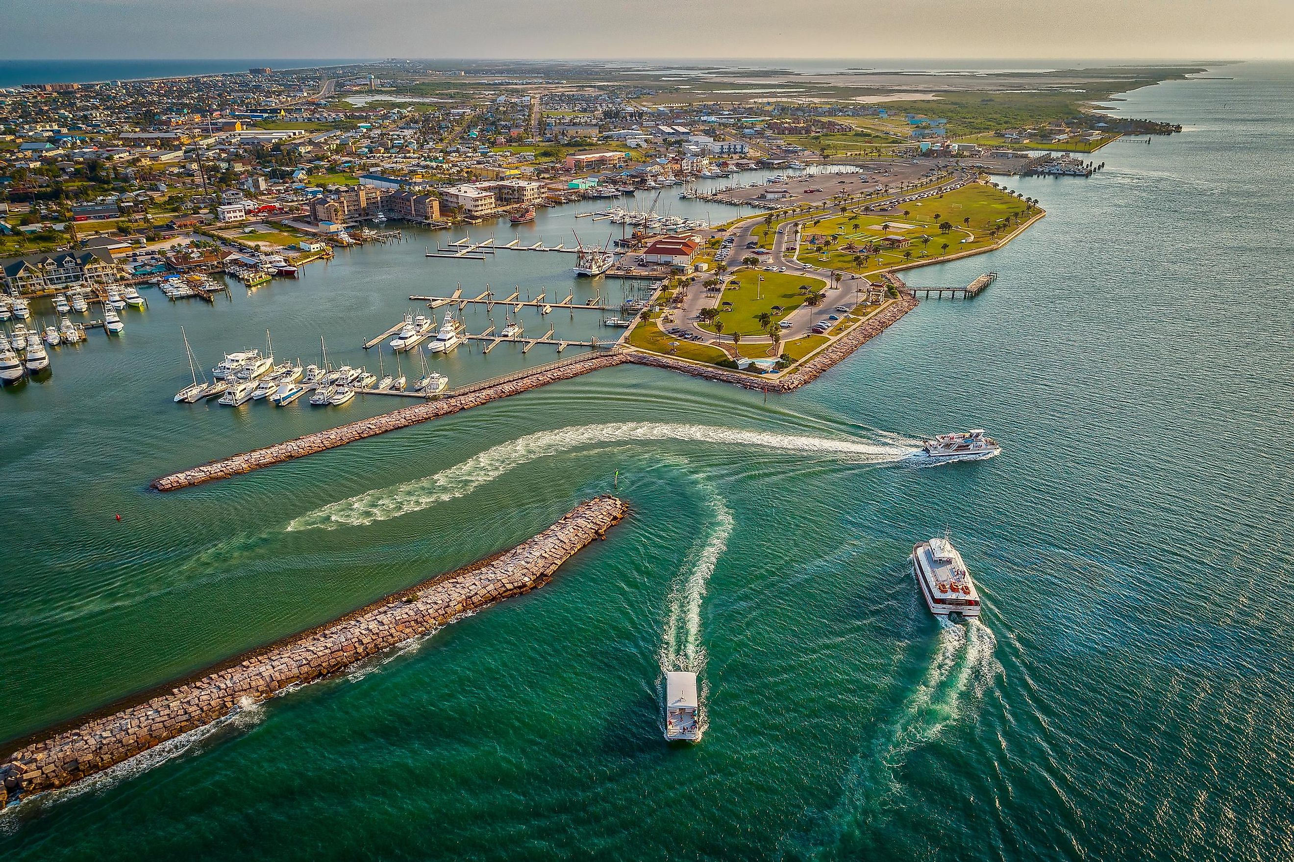 Aerial view of Port Aransas, Texas.