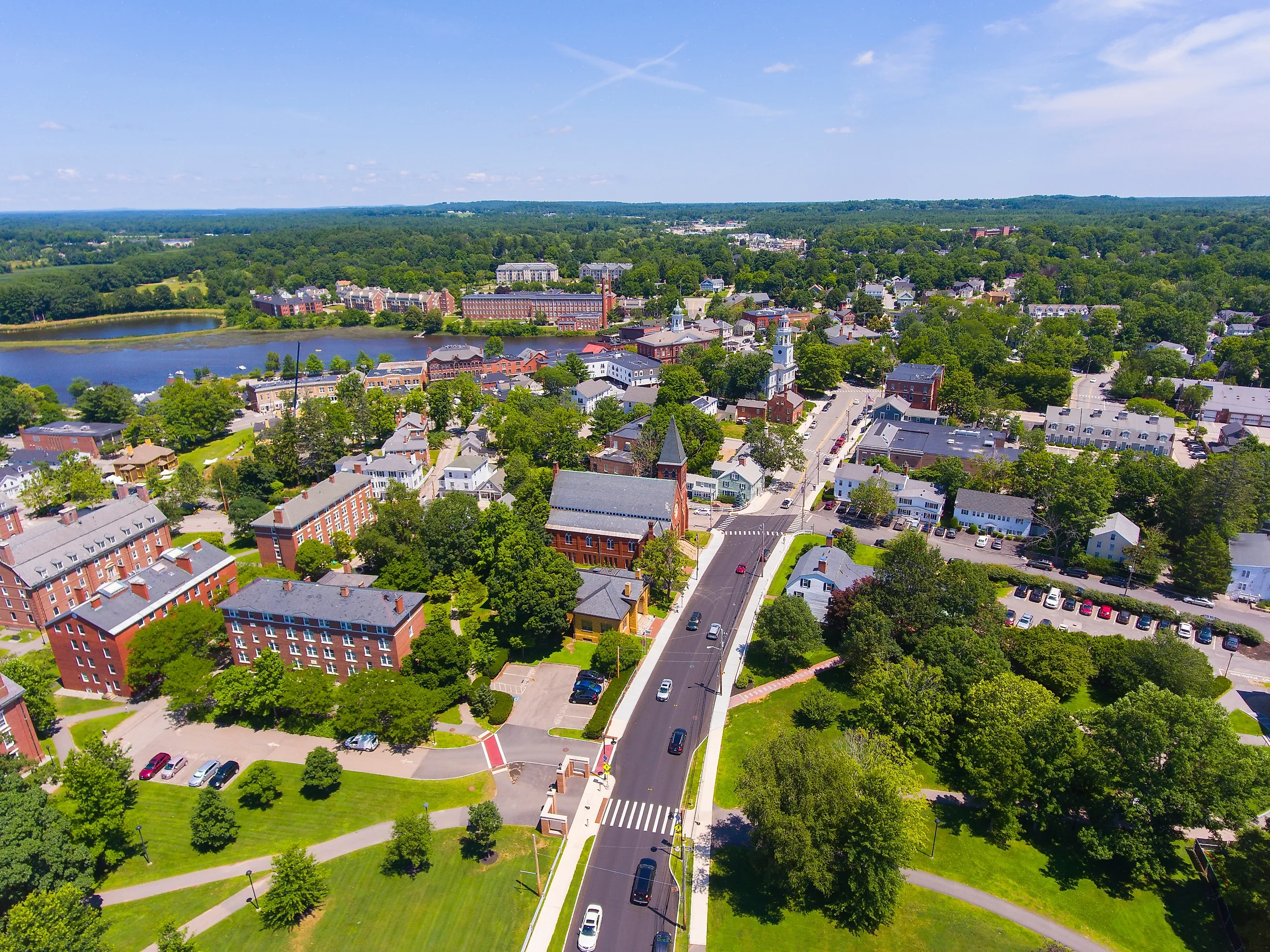 Aerial view of Exeter, New Hampshire.