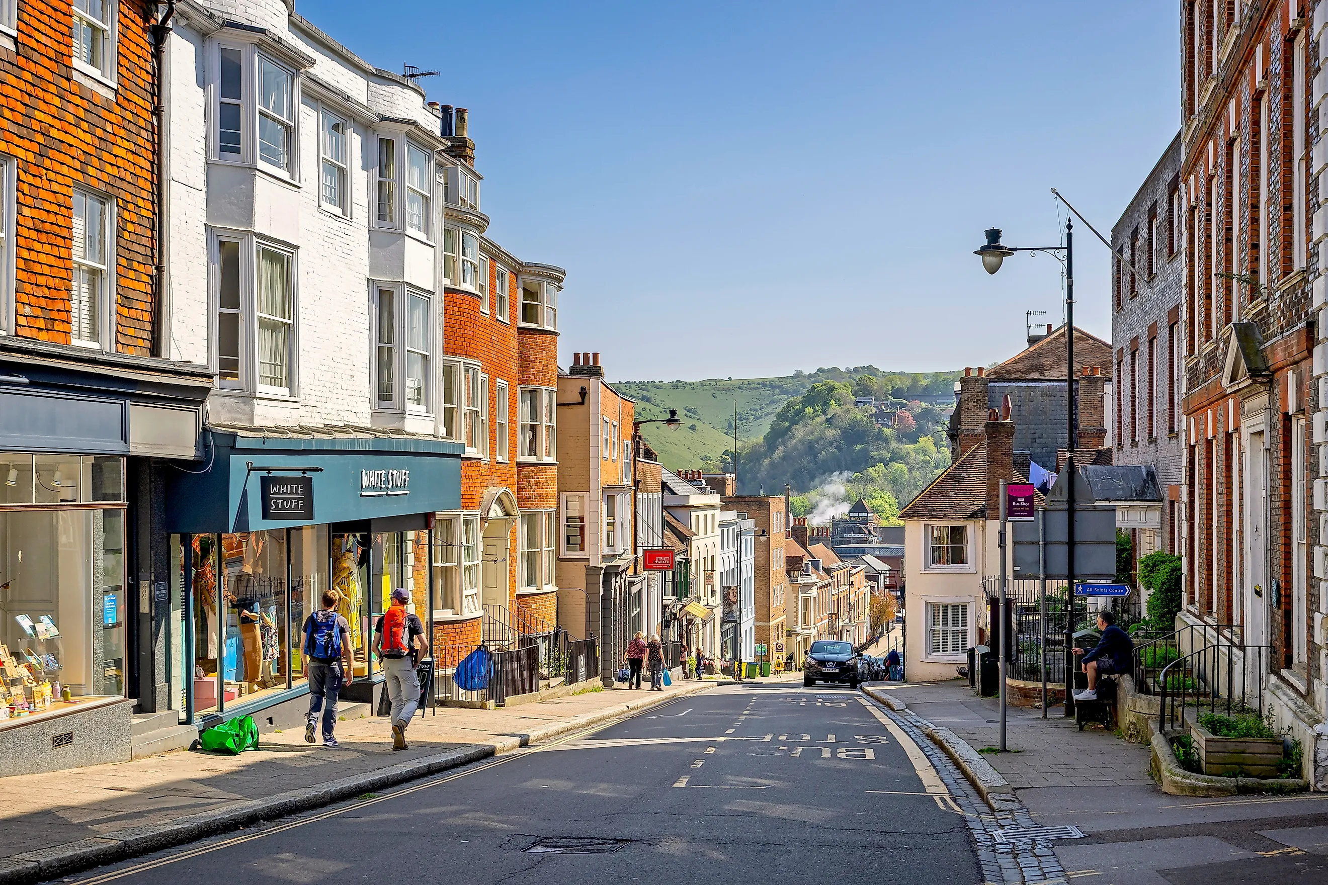 View looking down Lewes High street towards the River Ouse in Lewes, Sussex, the UK. Image credit: Nigel Jarvis / Shutterstock.com