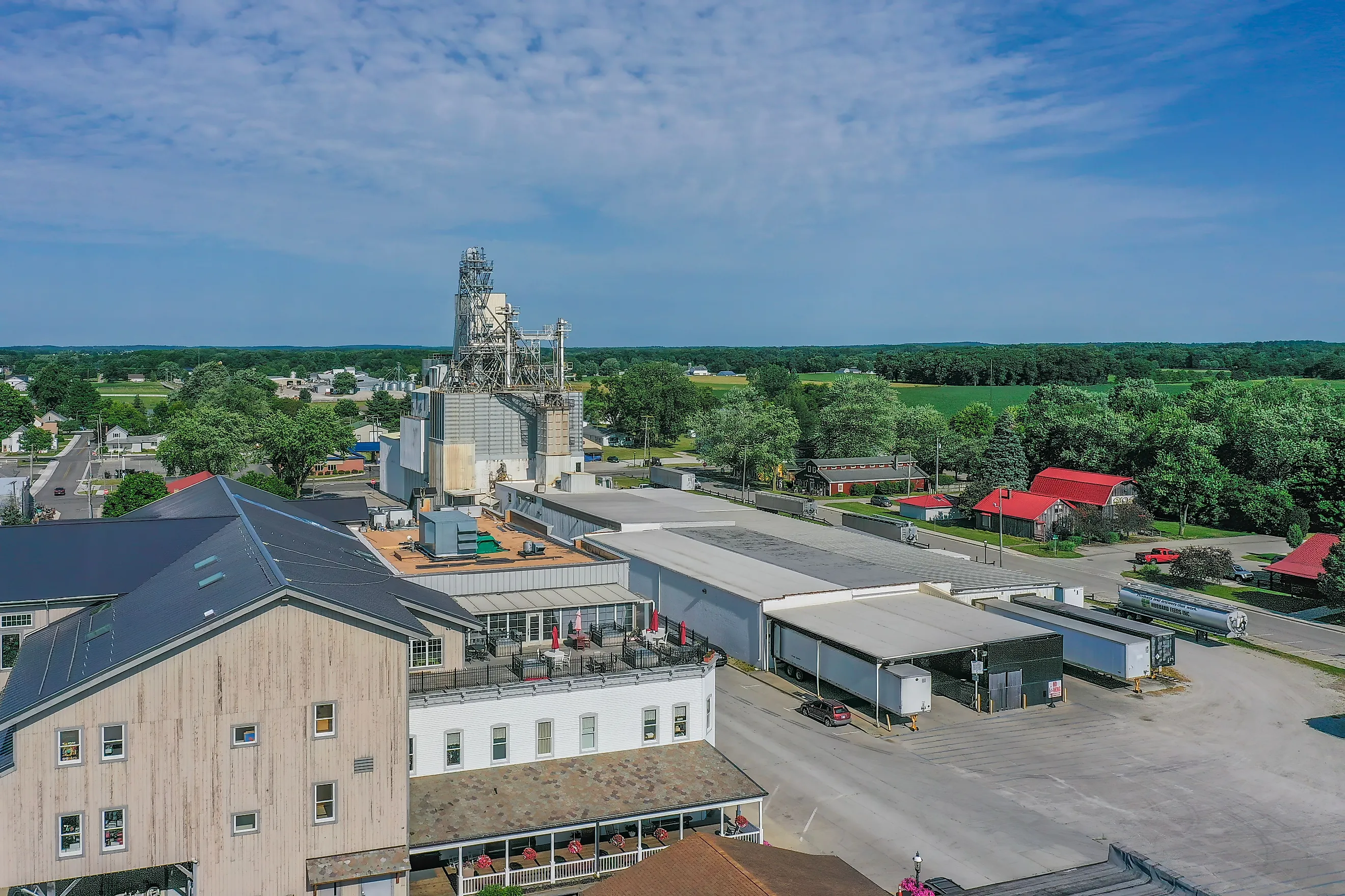 aerial view of Shipshewana, Indiana