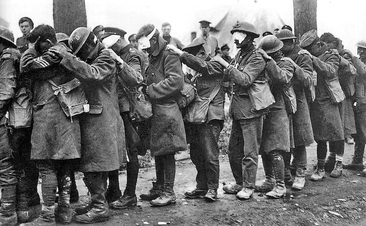 British troops blinded by poison gas during the Battle of Estaires, 1918. Image credit: Thomas Keith Aitken (Second Lieutenant)/Public domain