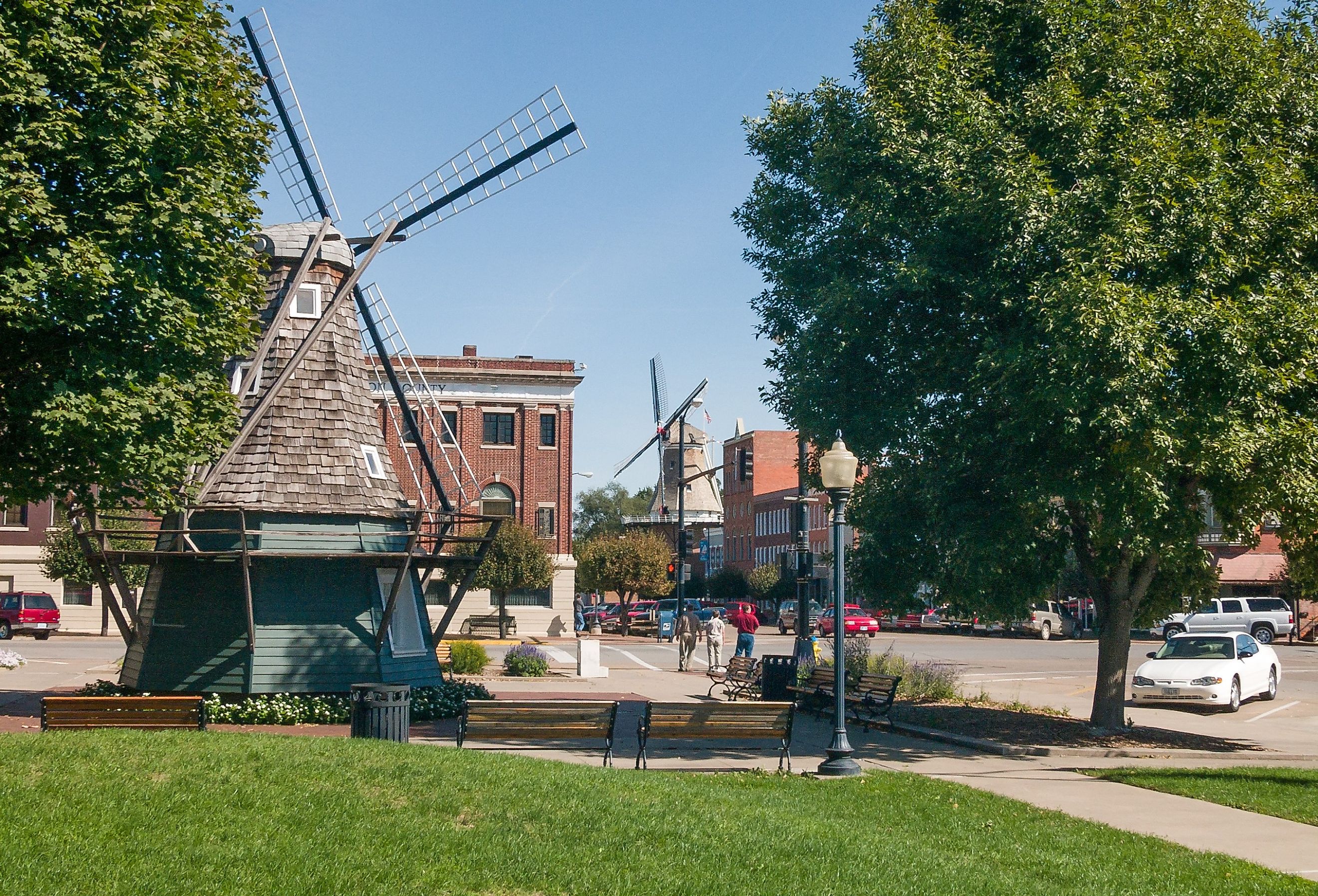 Dutch village and downtown streets in Pella, Iowa.