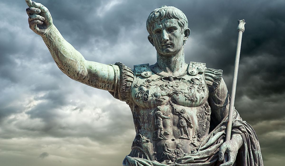 Bronze statue of Emperor Augustus (Gaius Iulius Caesar Octavianus Augustus) in Rome, Italy. Via Shutterstock / picturepixx