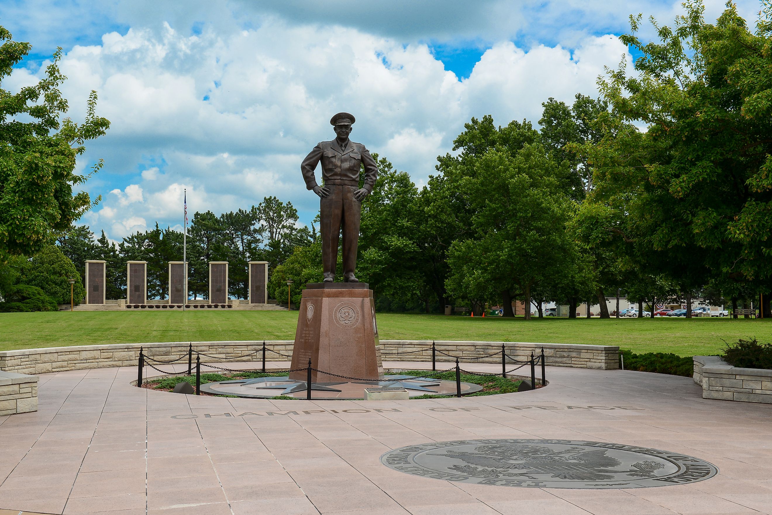 Monument of President Eisenhower in the park in Abilene.