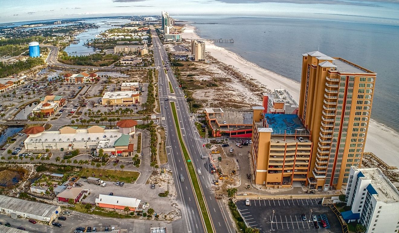 Overlooking the road in Orange Beach, Alabama.