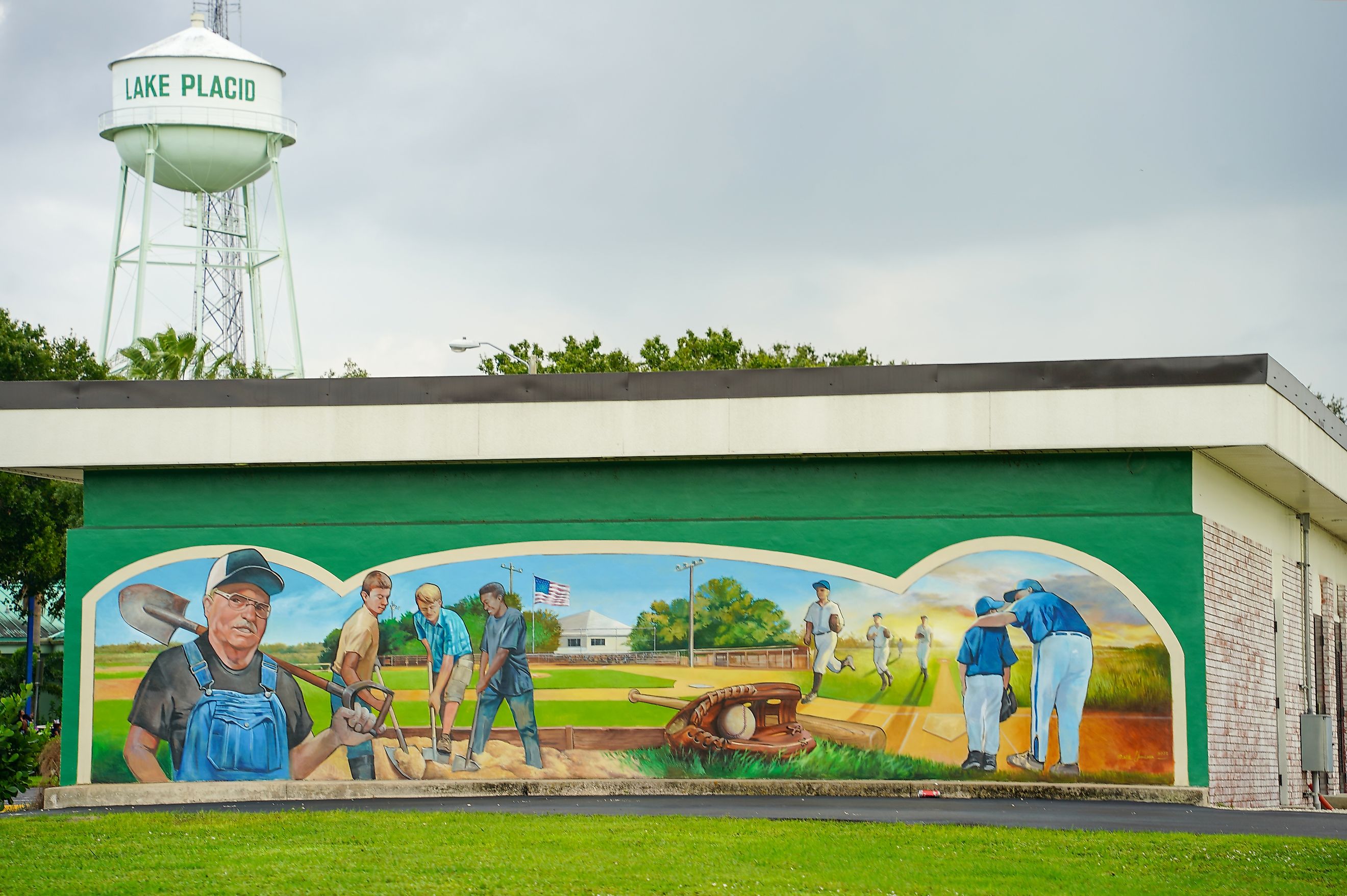 Lake Placid, FL USA - October 13, 2023: Lake Placid Town of Art Murals and Caladium Capital of the World.