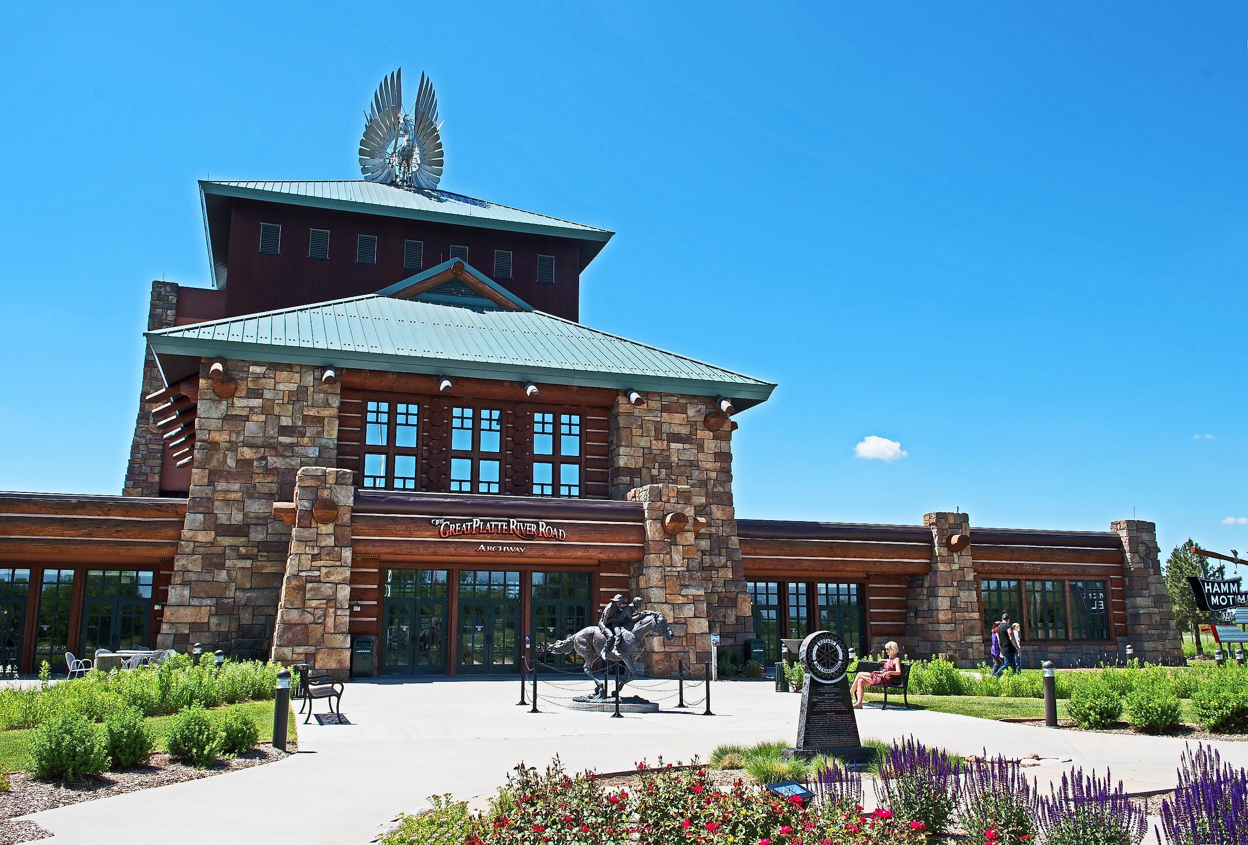 Kearney, NebraskaUSA - June 7 2019: spanning the busy interstate 80 in Nebraska, the Archway Monument offers a unique historical exhibit that brings American history to life.