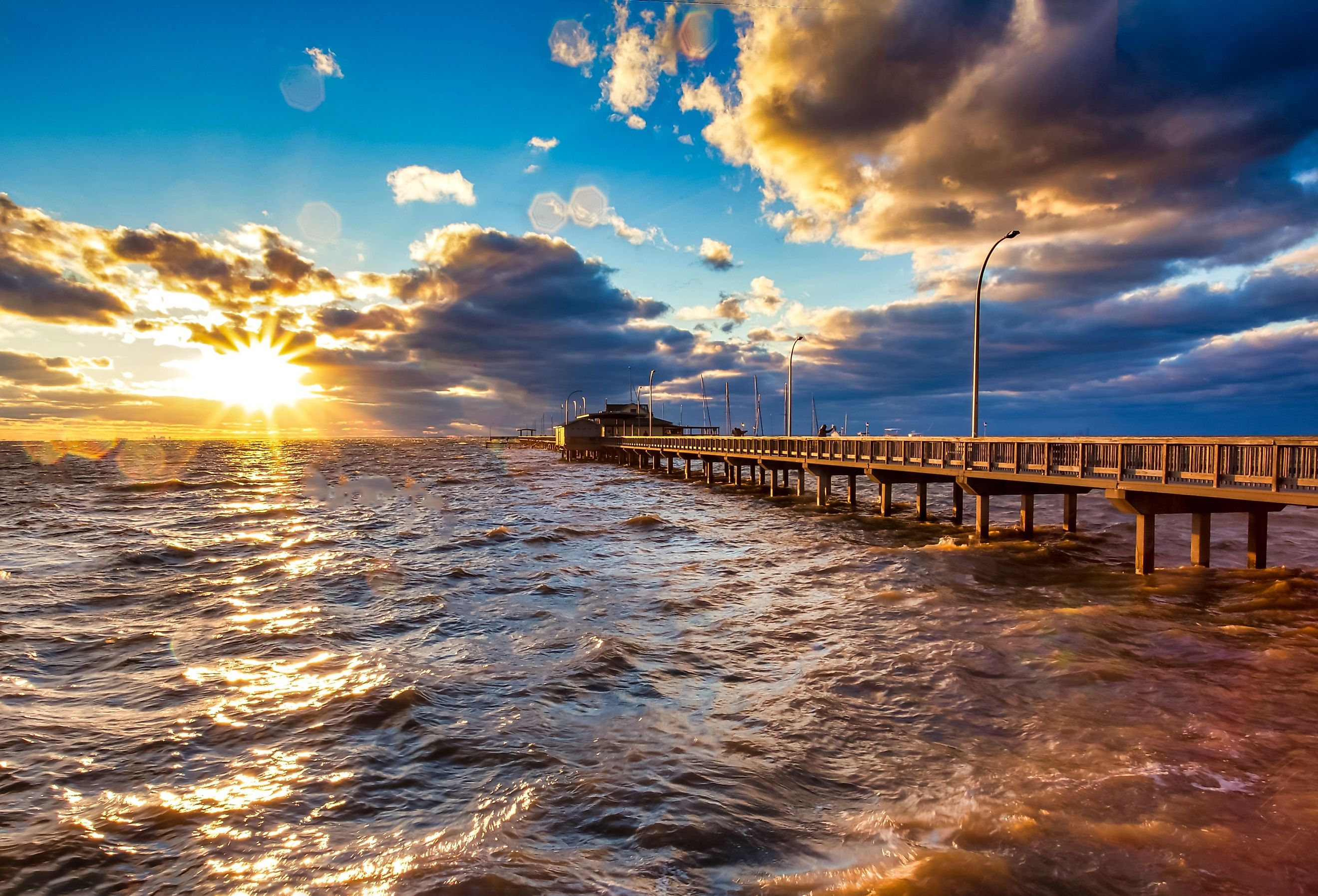 Sunset view on a cool evening in Fairhope, Alabama.