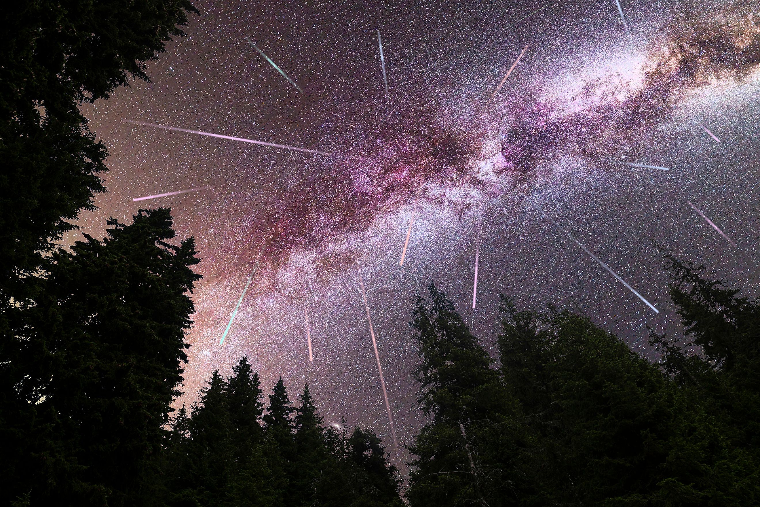 Meteors Passing Through the Night Sky