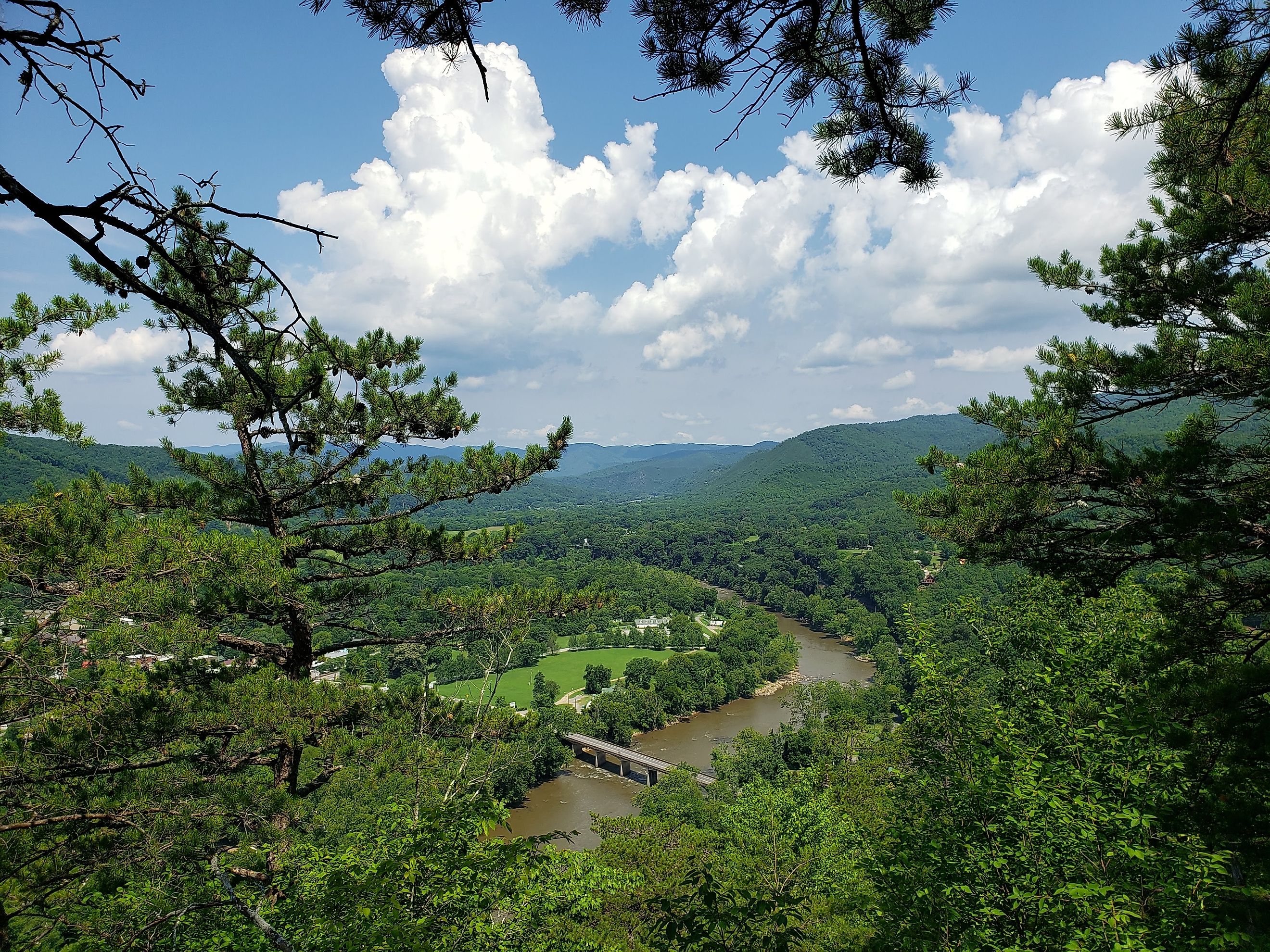 The uphill view of Lovers Lake located just outside of Hot Springs, North Carolina.