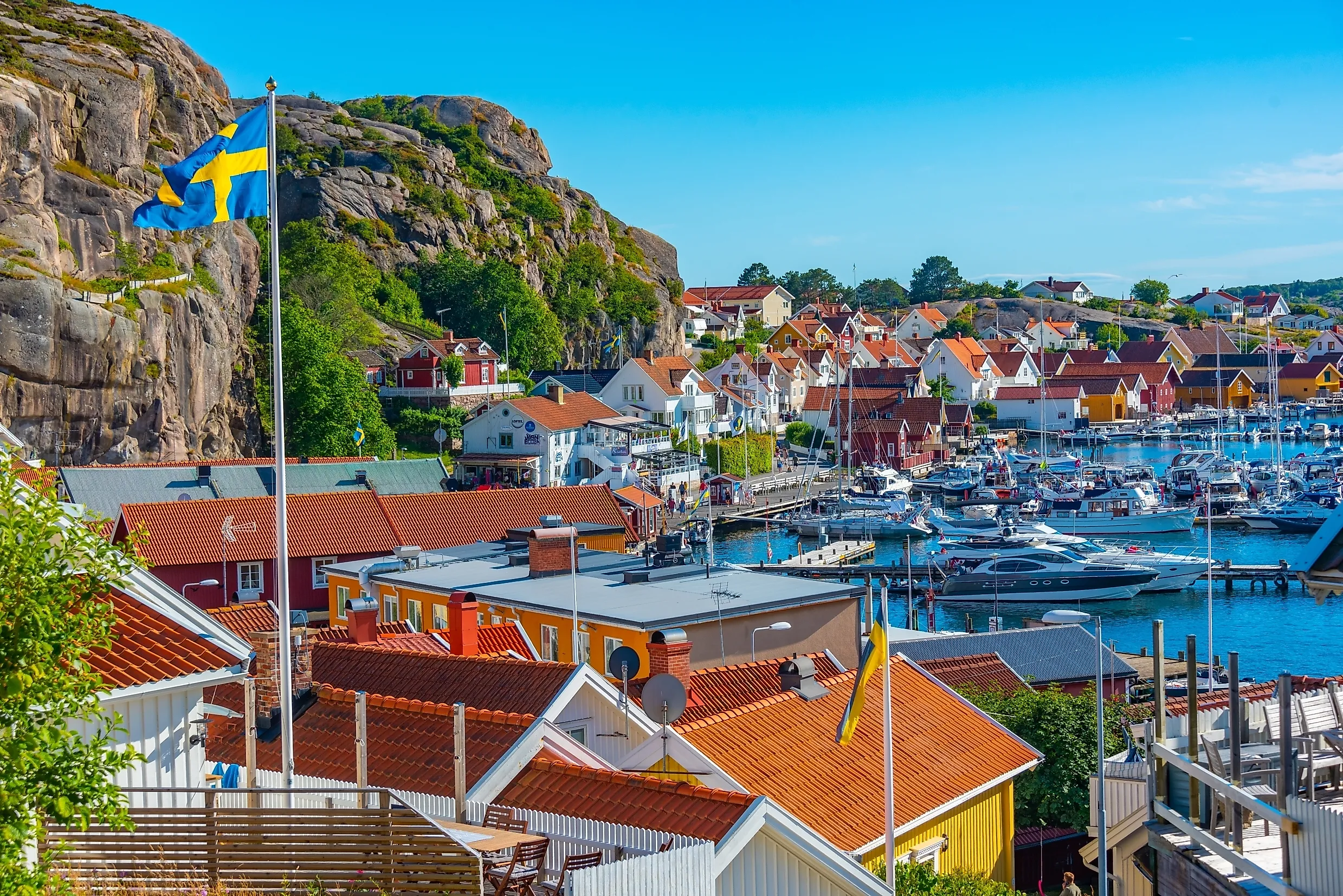 Panorama view of Swedish town Fjällbacka.