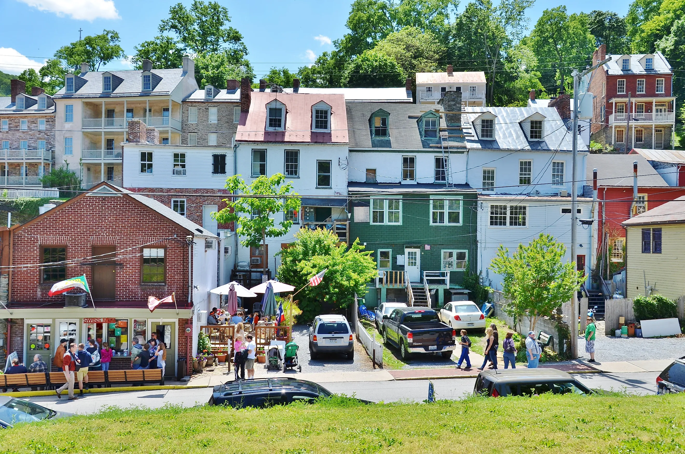 Aerial Street view in Harpers Ferry, West Virginia.