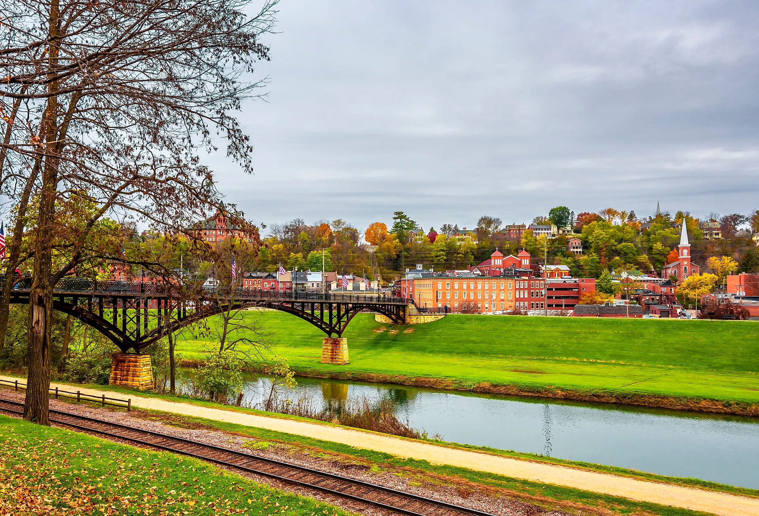 Historical Galena town view in autumn in Illinois.