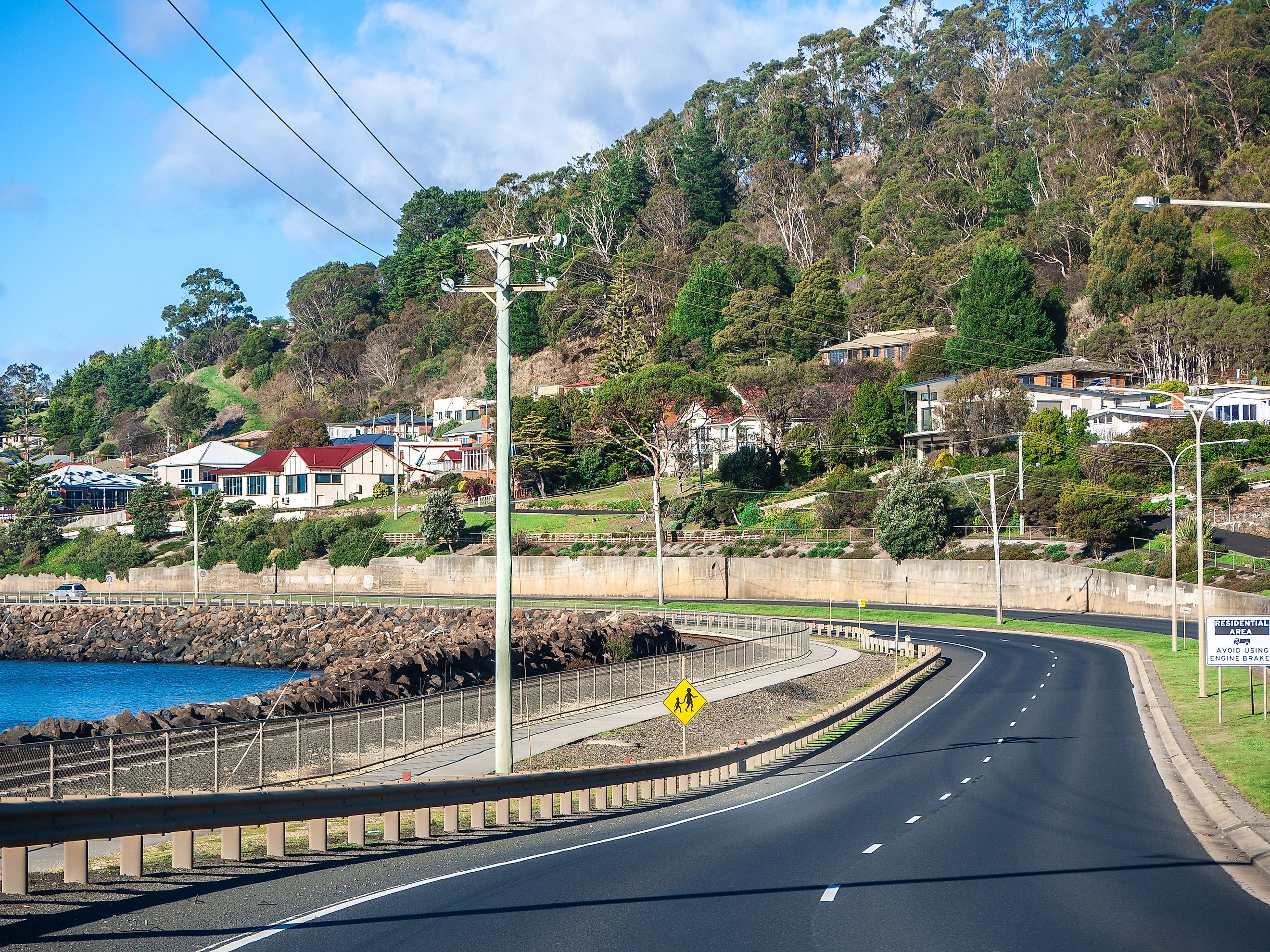 Coastal road in the town of Burnie, Tasmania, Australia.