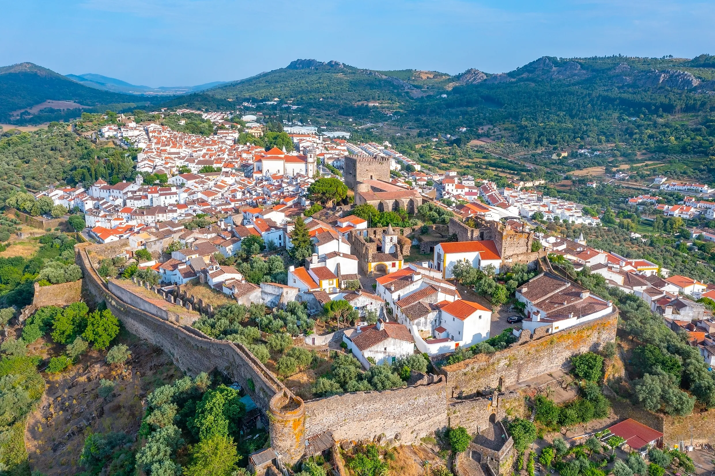 Aerial view of the Portuguese town of Castelo de Vide.