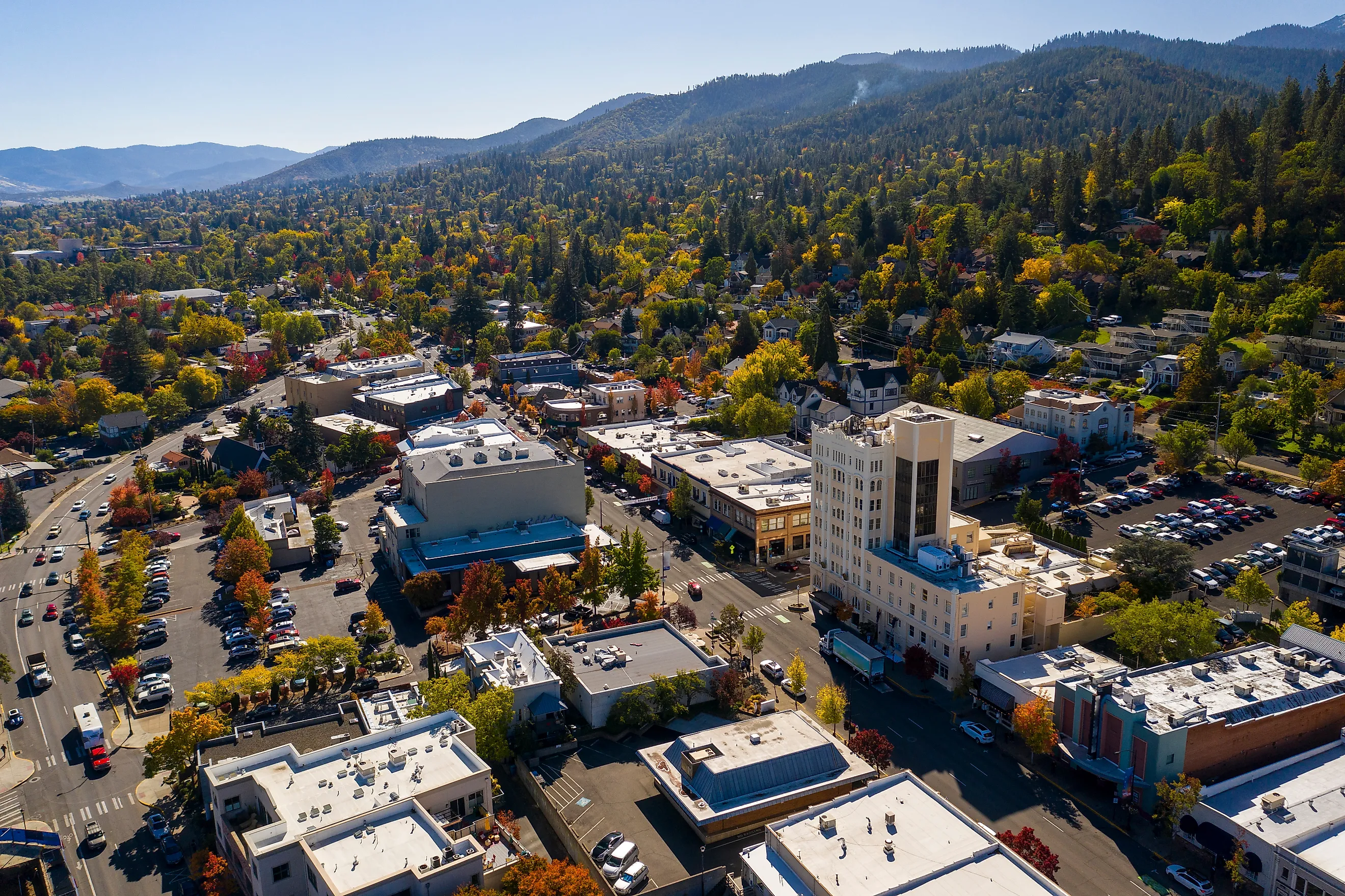 Aerial view of Ashland, Oregon 