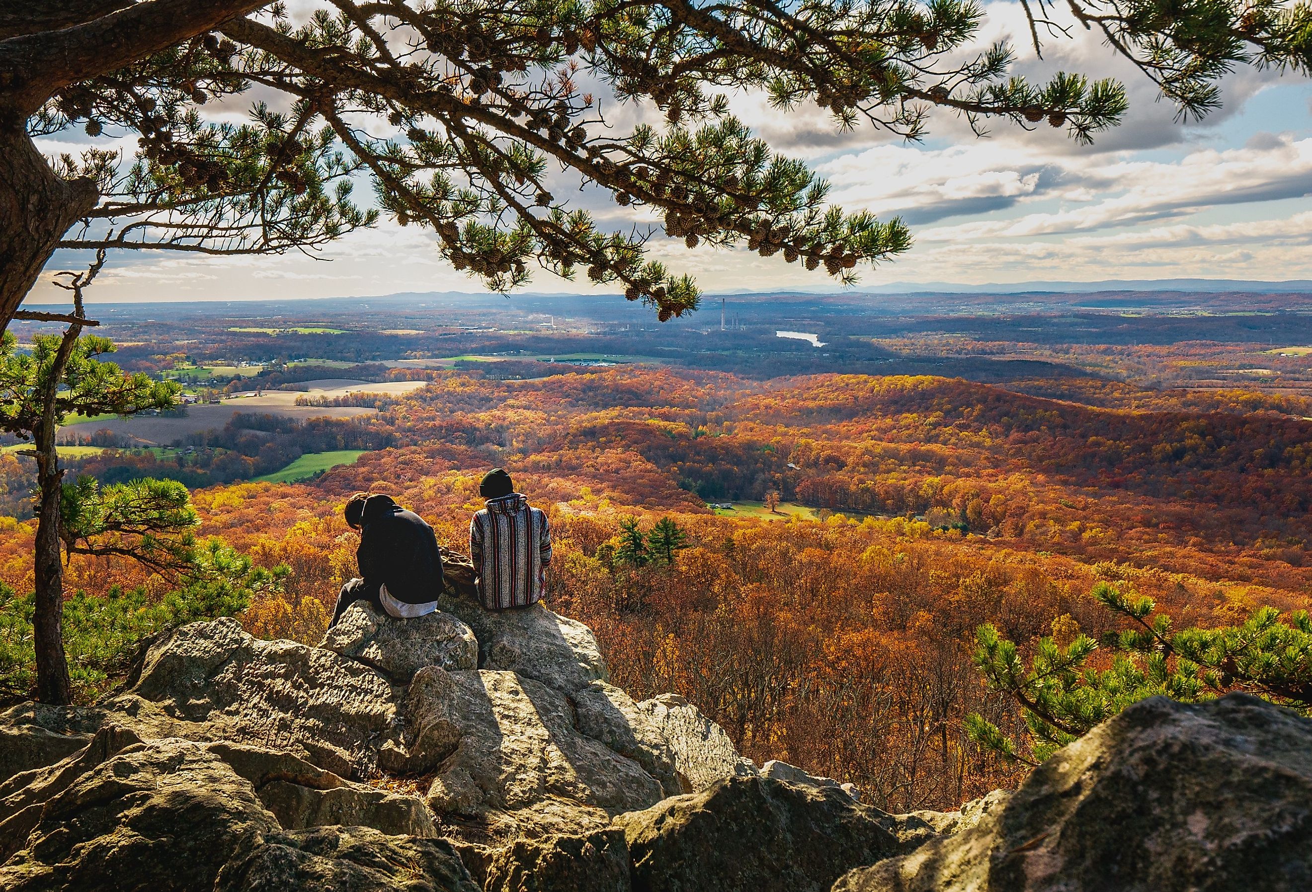 View from Sugarloaf Mountain, Maryland with spectacular fall colors.