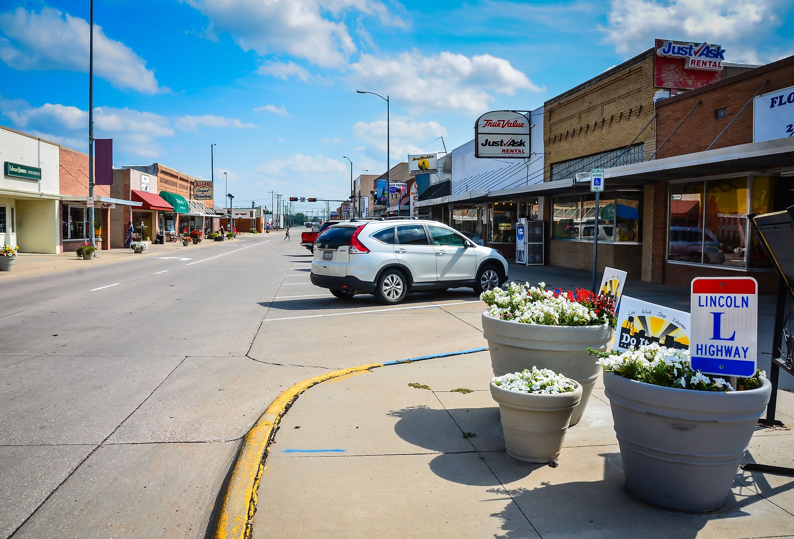 The Lincoln Highway, the United State's first transcontinental highway, runs through Ogallala, Nebraska. Image credit Sandra Foyt via Shutterstock