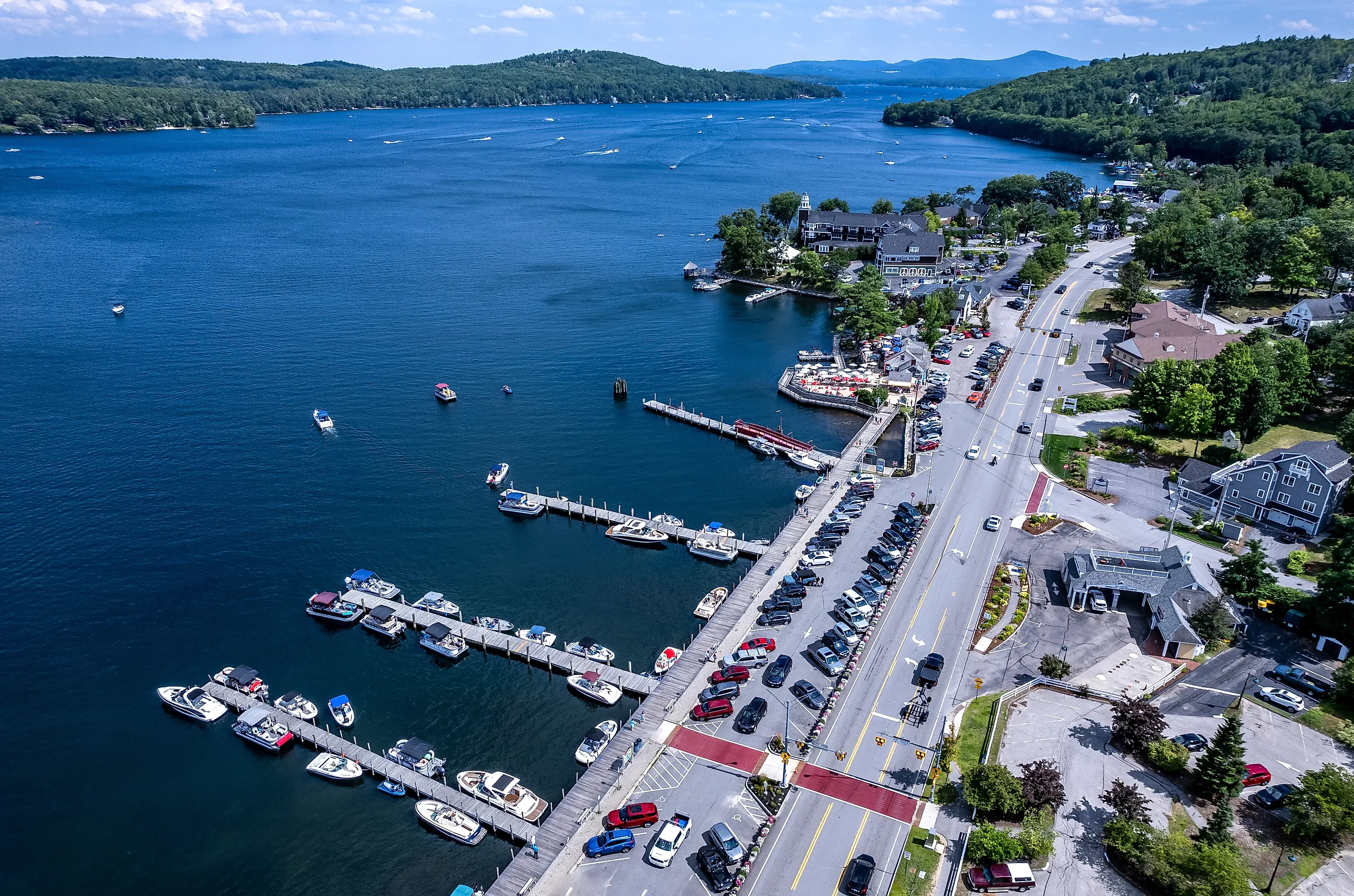 Aerial view of Meredith, New Hampshire.