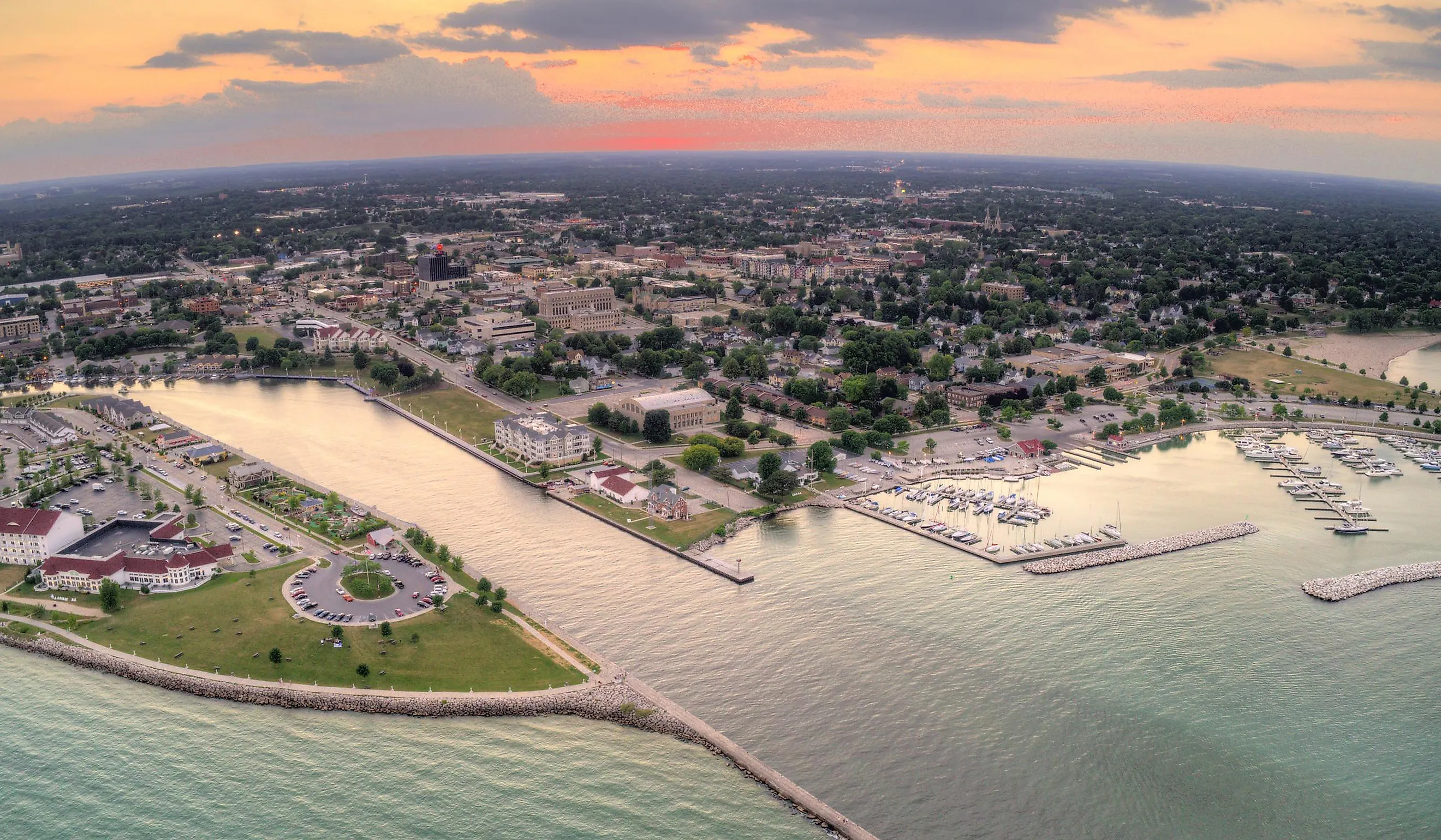 Aerial view of Sheboygan, Wisconsin.