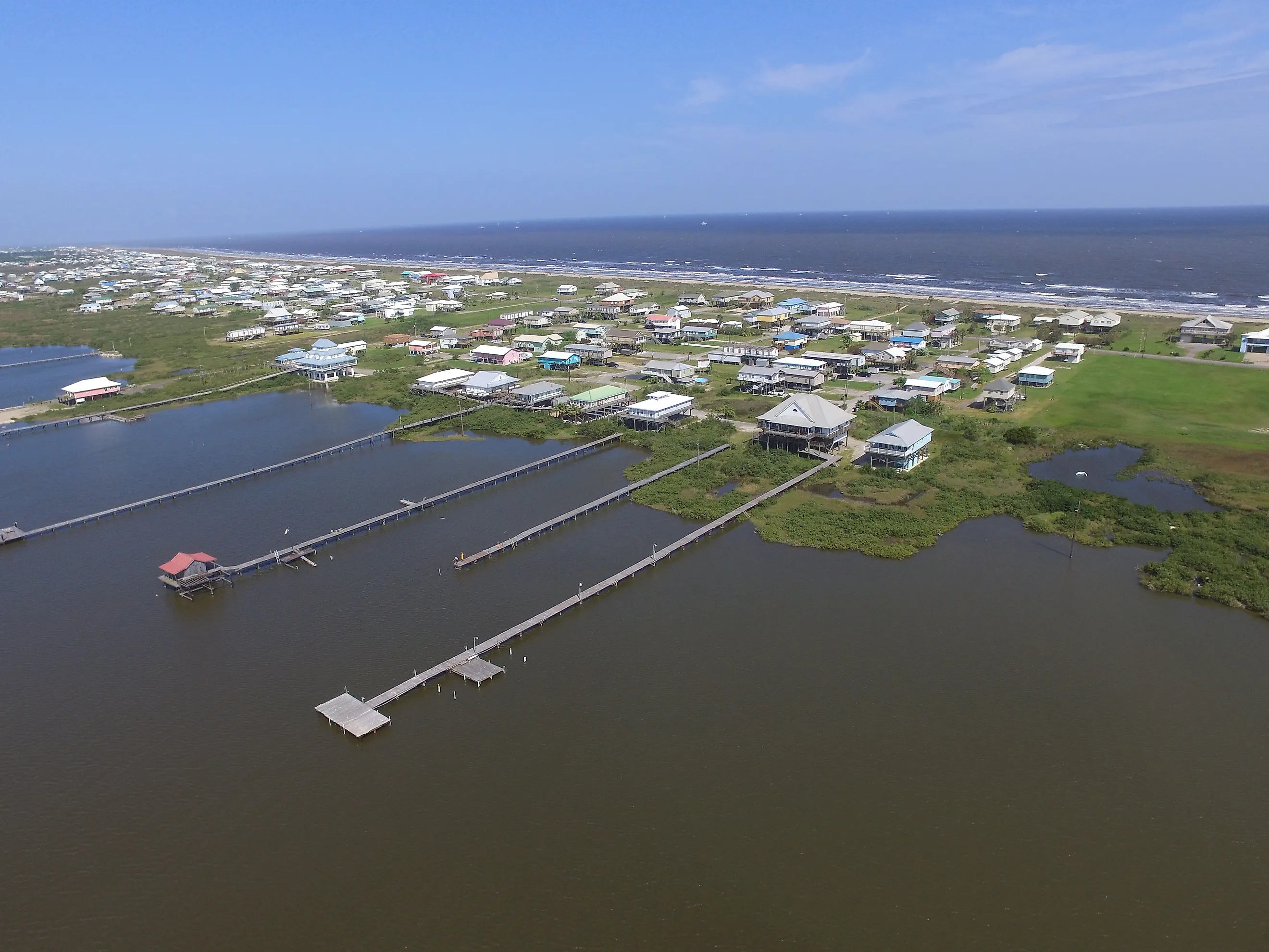 Aerial view of Grand Isle, Louisiana.