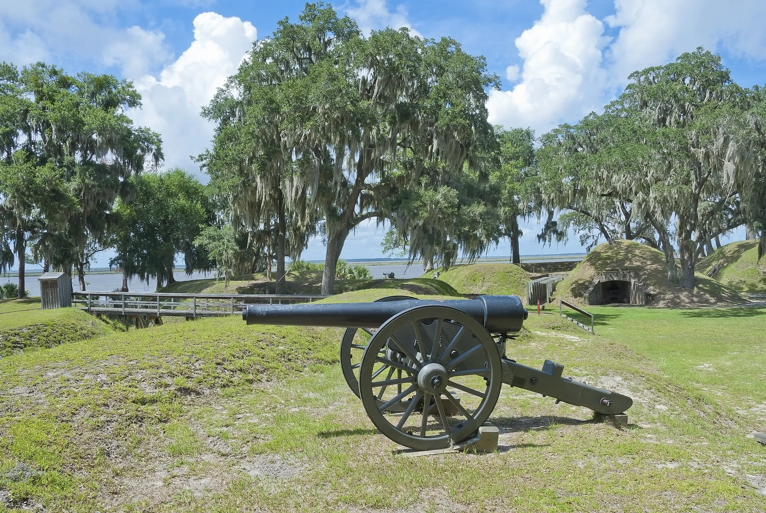 The Civil War Fort McAllister, now a State Historic Park, on the banks of the Ogeechee River just south of Savannah, Georgia.