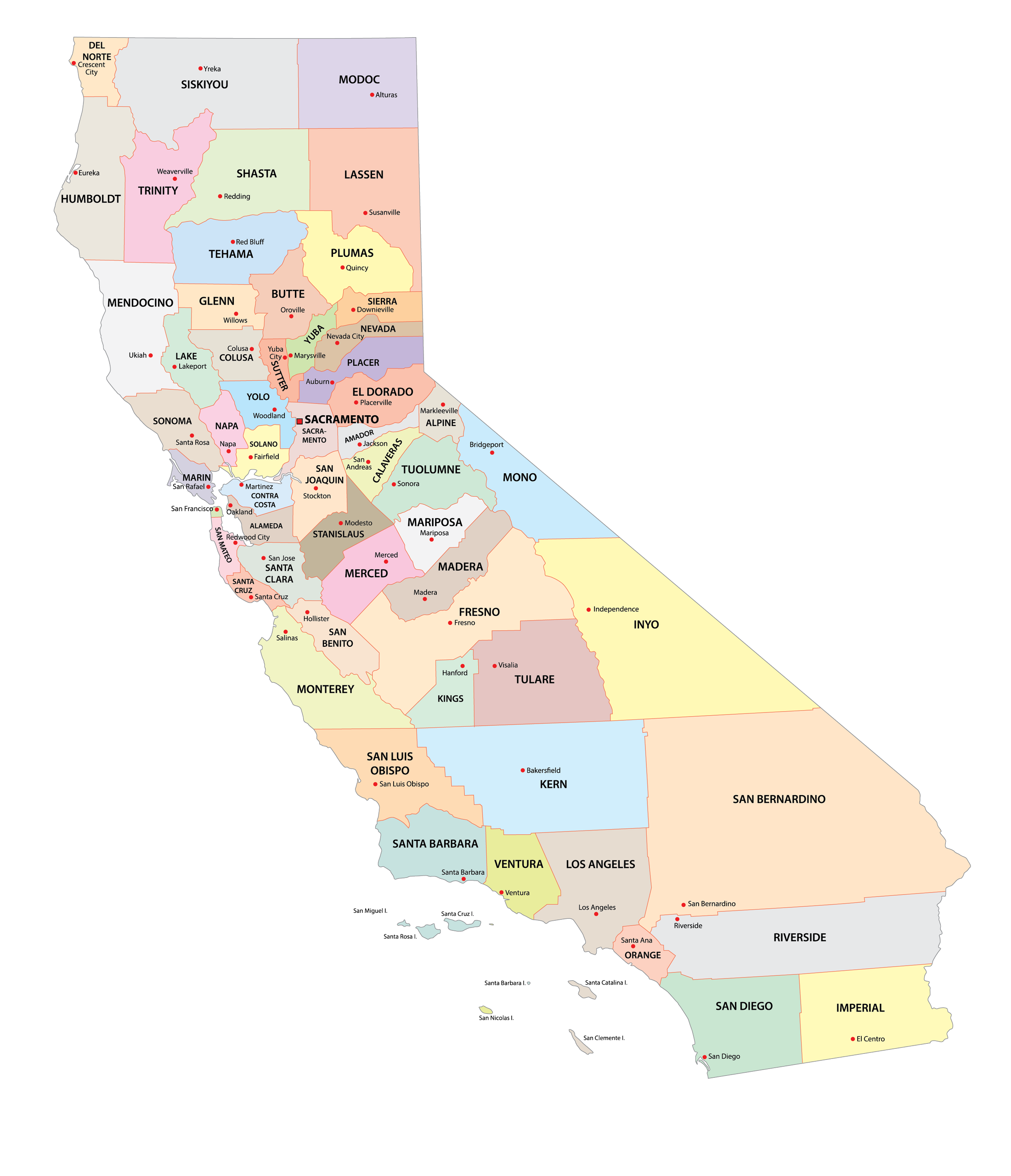 California Counties Map Region