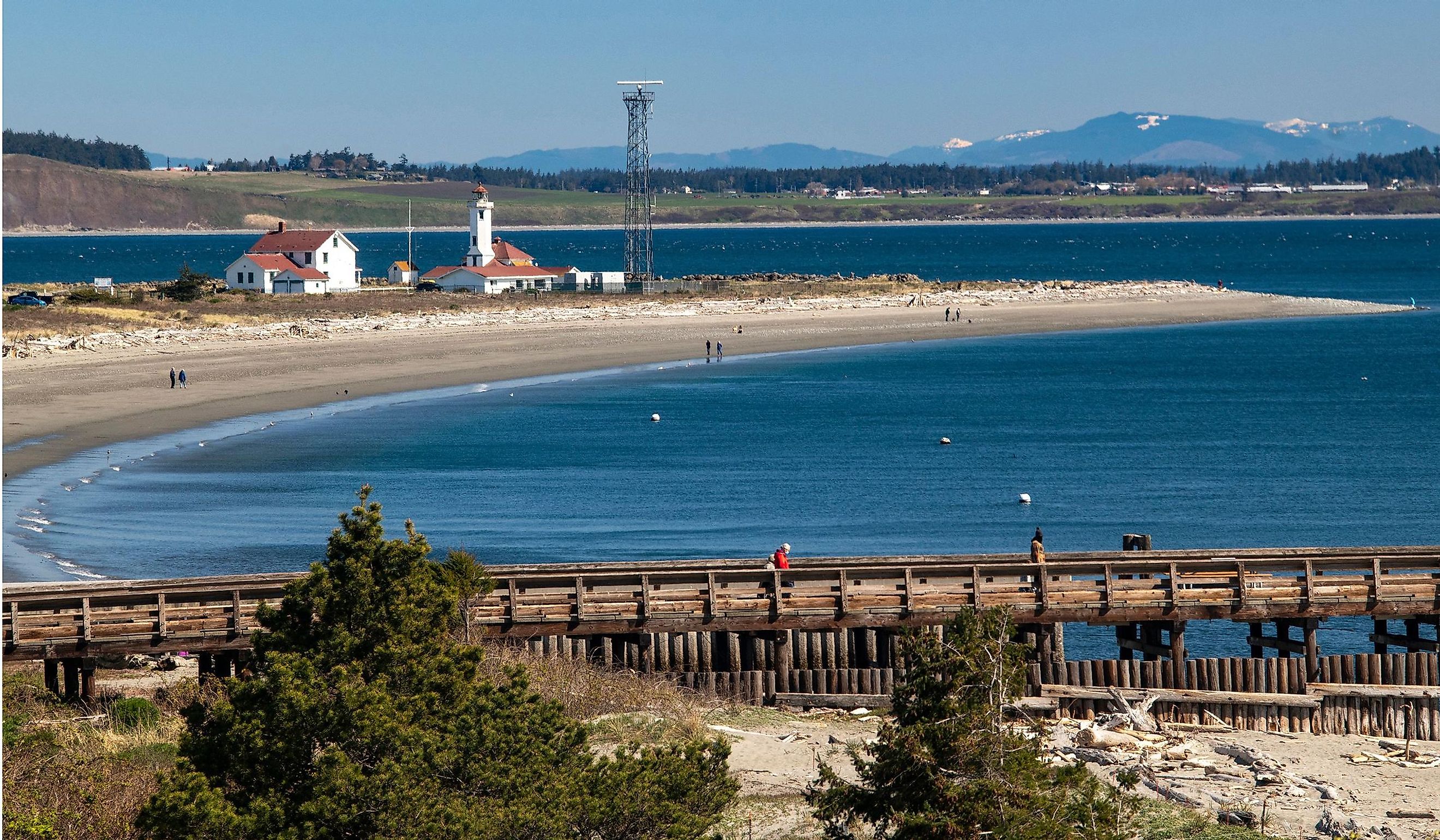 View of the harbor and lighthouse in Port Townsend, Washington