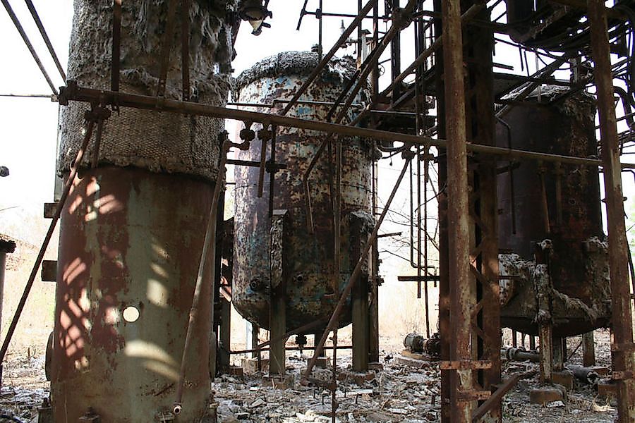 What remains of the Bhopal-Union Carbide plant years after the disaster.