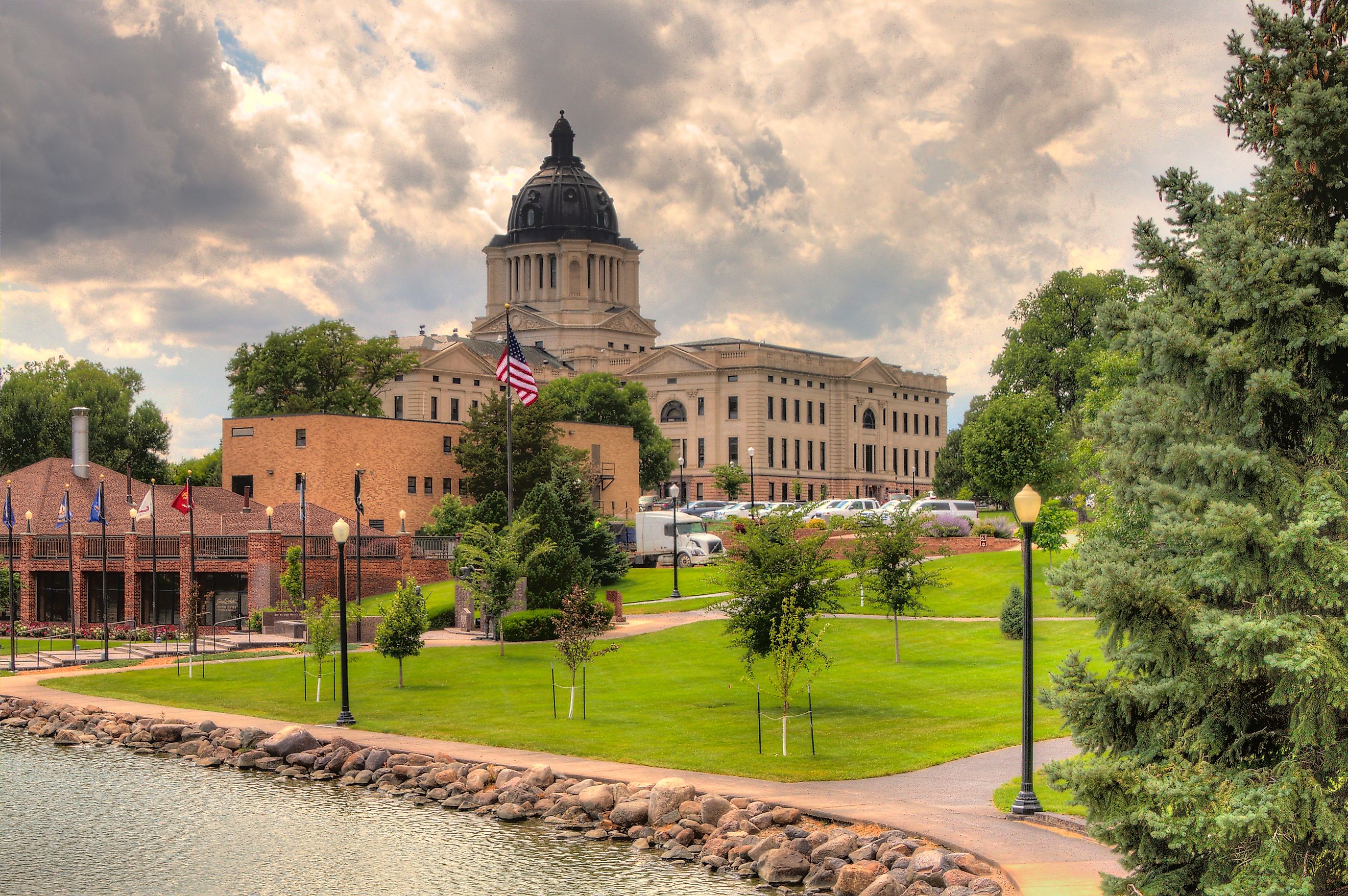 View of the State Capitol building in Pierre, South Dakota.