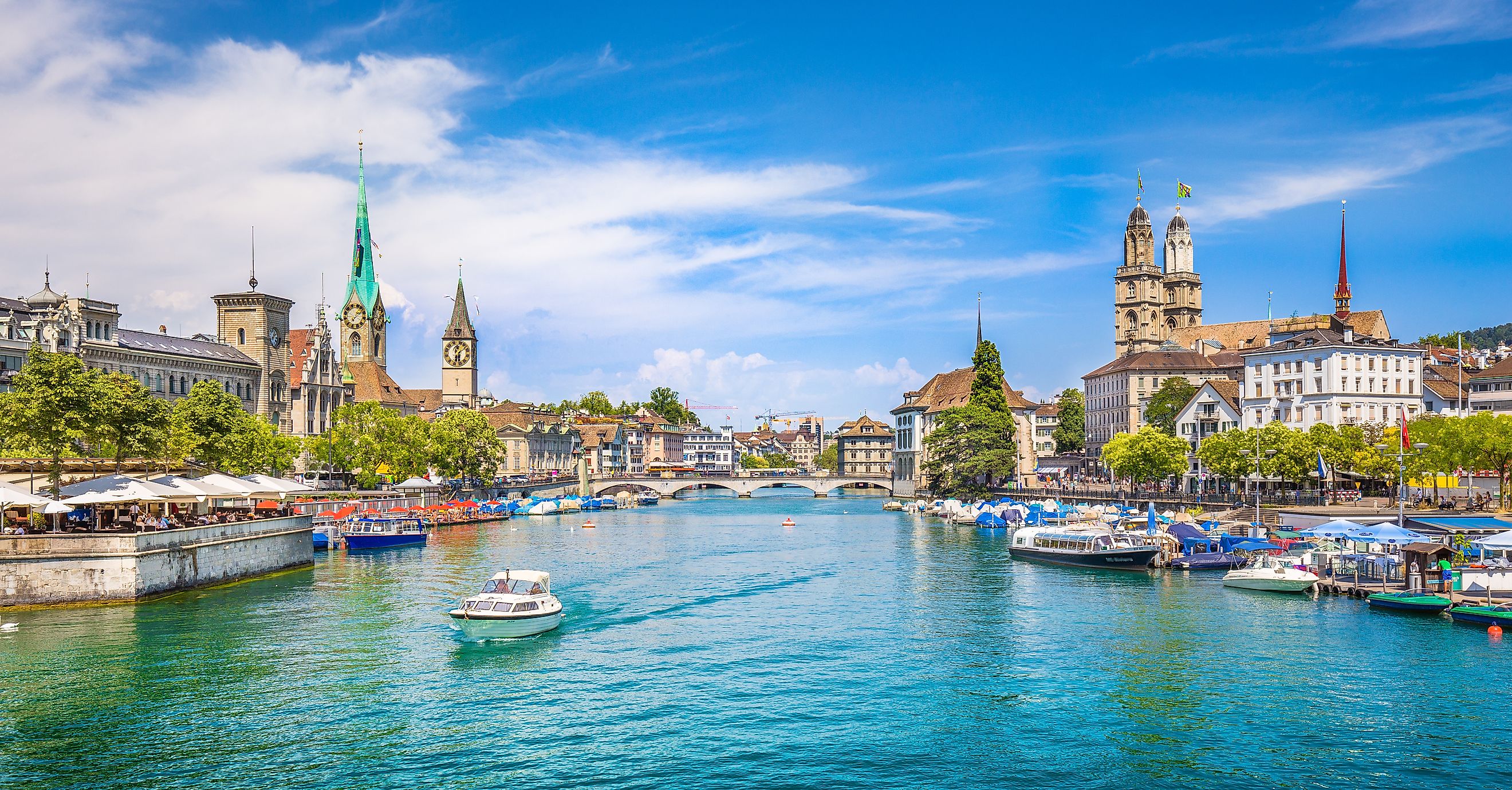 Panoramic view of historic Zurich city center, Switzerland. 