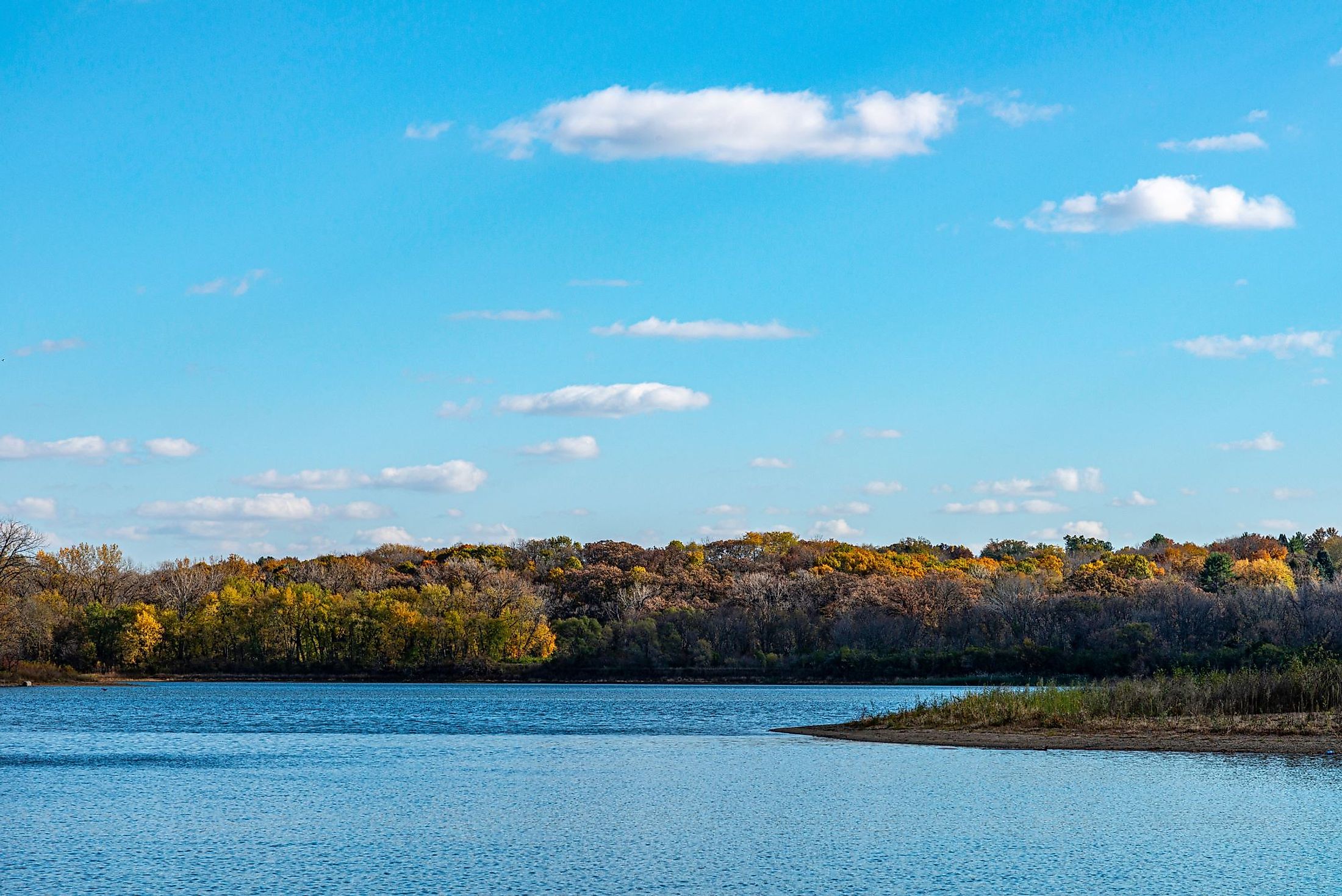 Raccoon River Park autumn scene in West Des Moines, Iowa. 