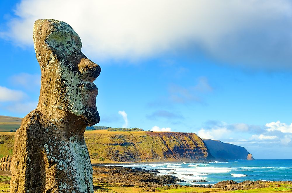 A famous Moai ai Ahu Tongariki on the remote Easter Island.