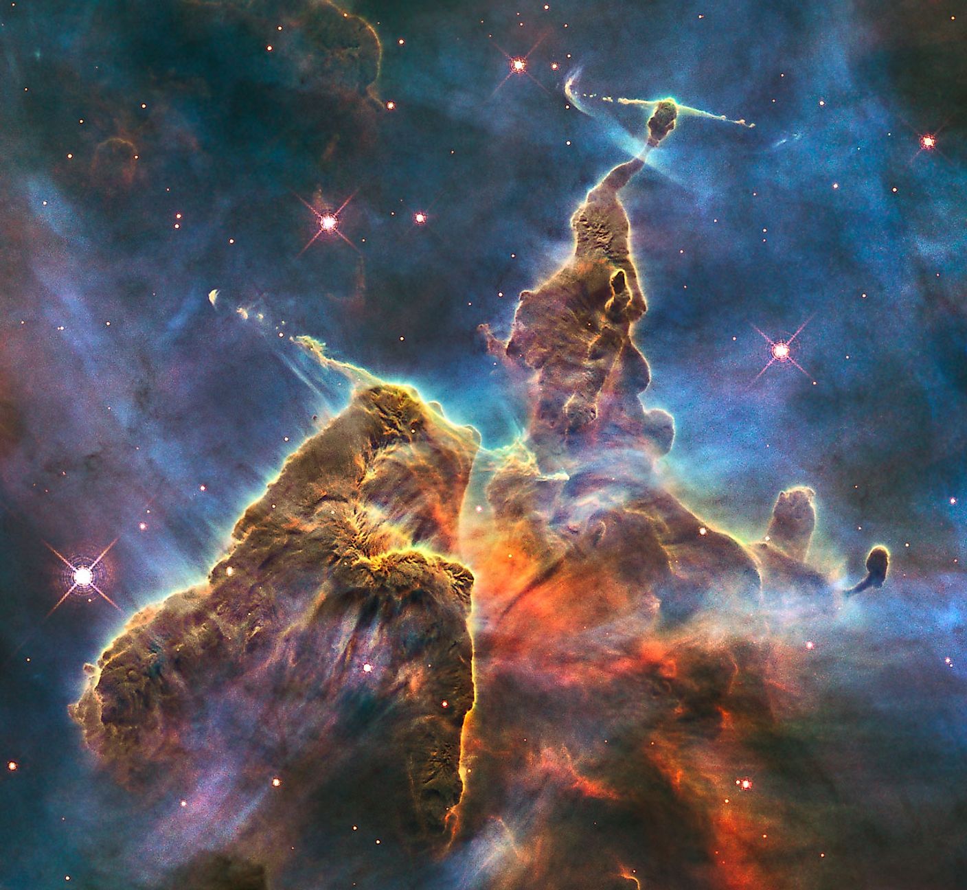Hubble image of Mystic Mountain, a region in the Carina Nebula. Image credit: NASA/ESA