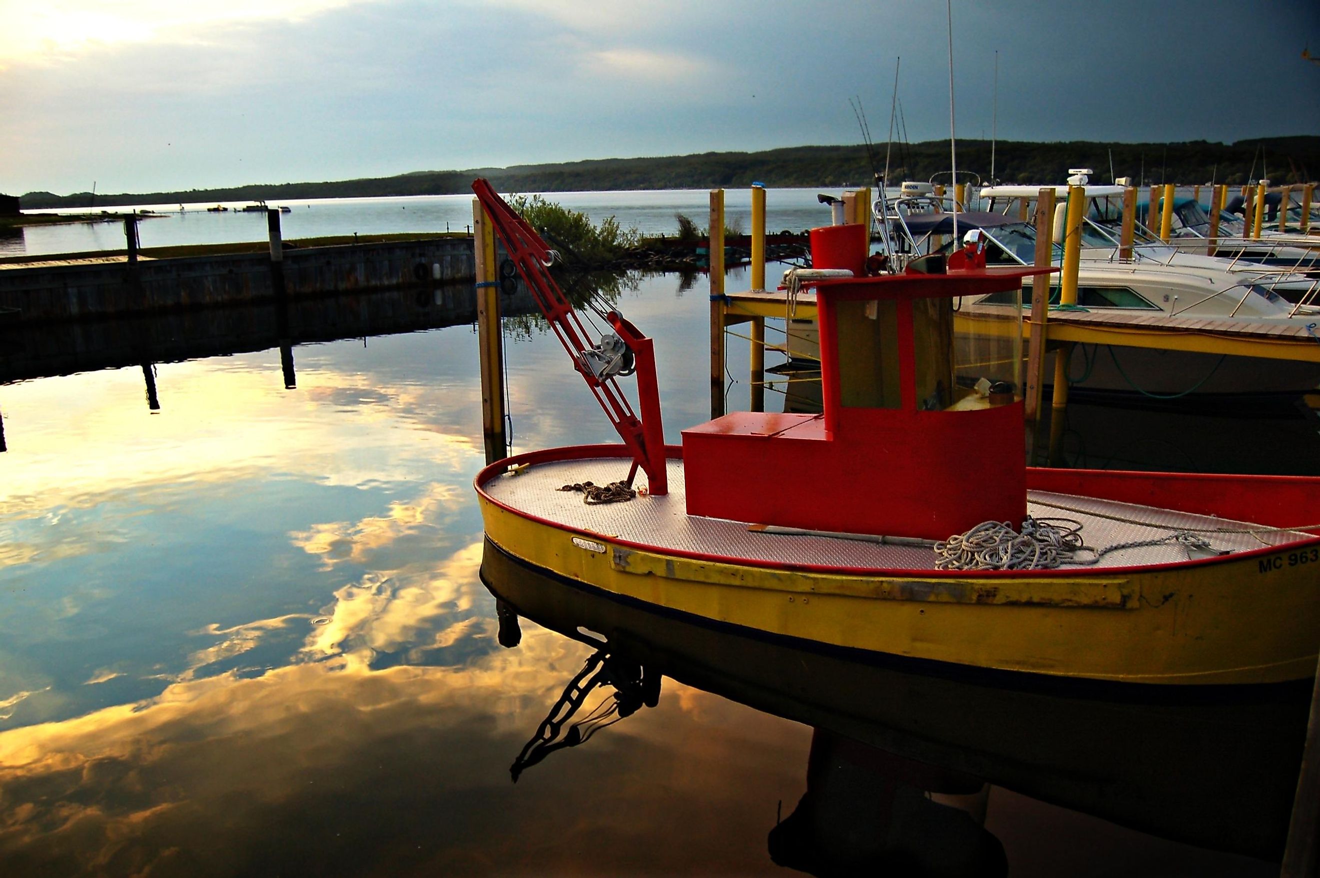 boat in lake at sunset okenama