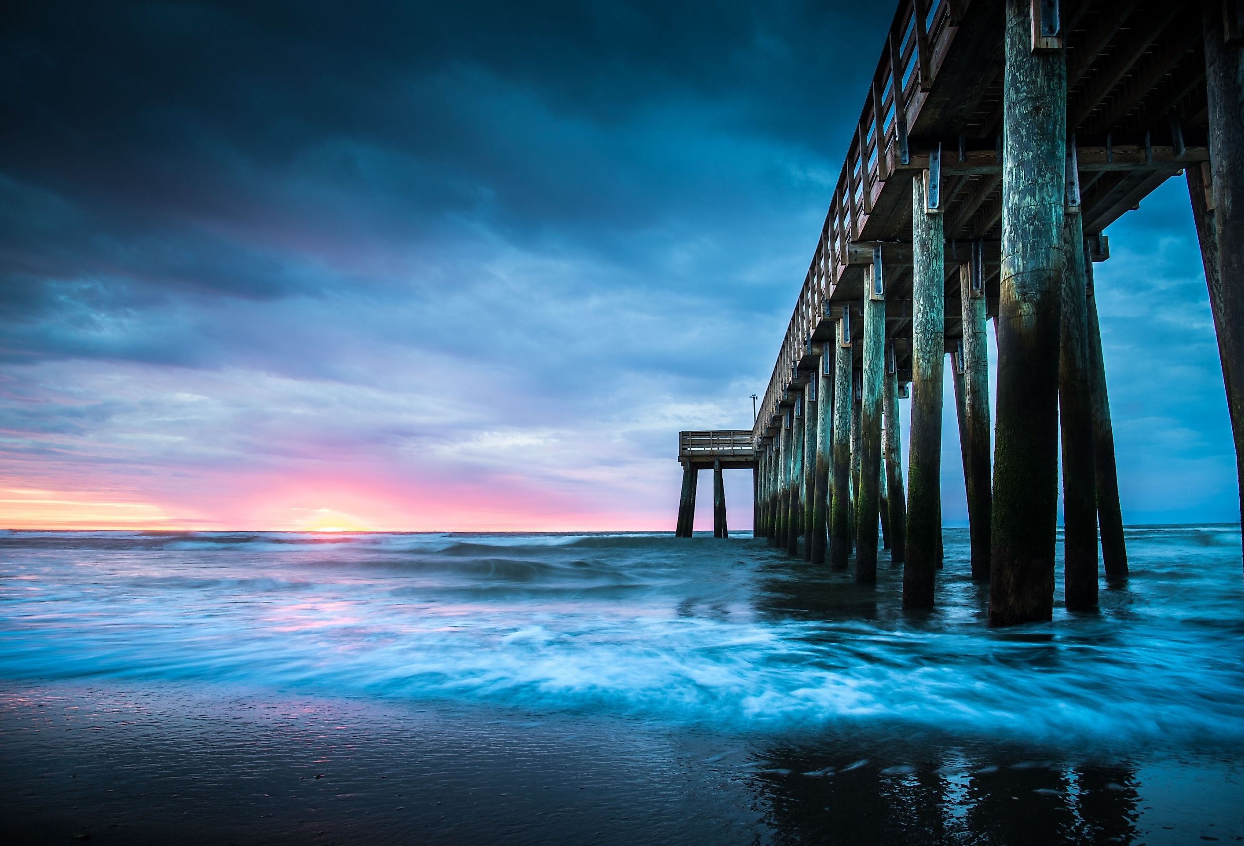 Sunrise on the pier in Avalon, New Jersey.