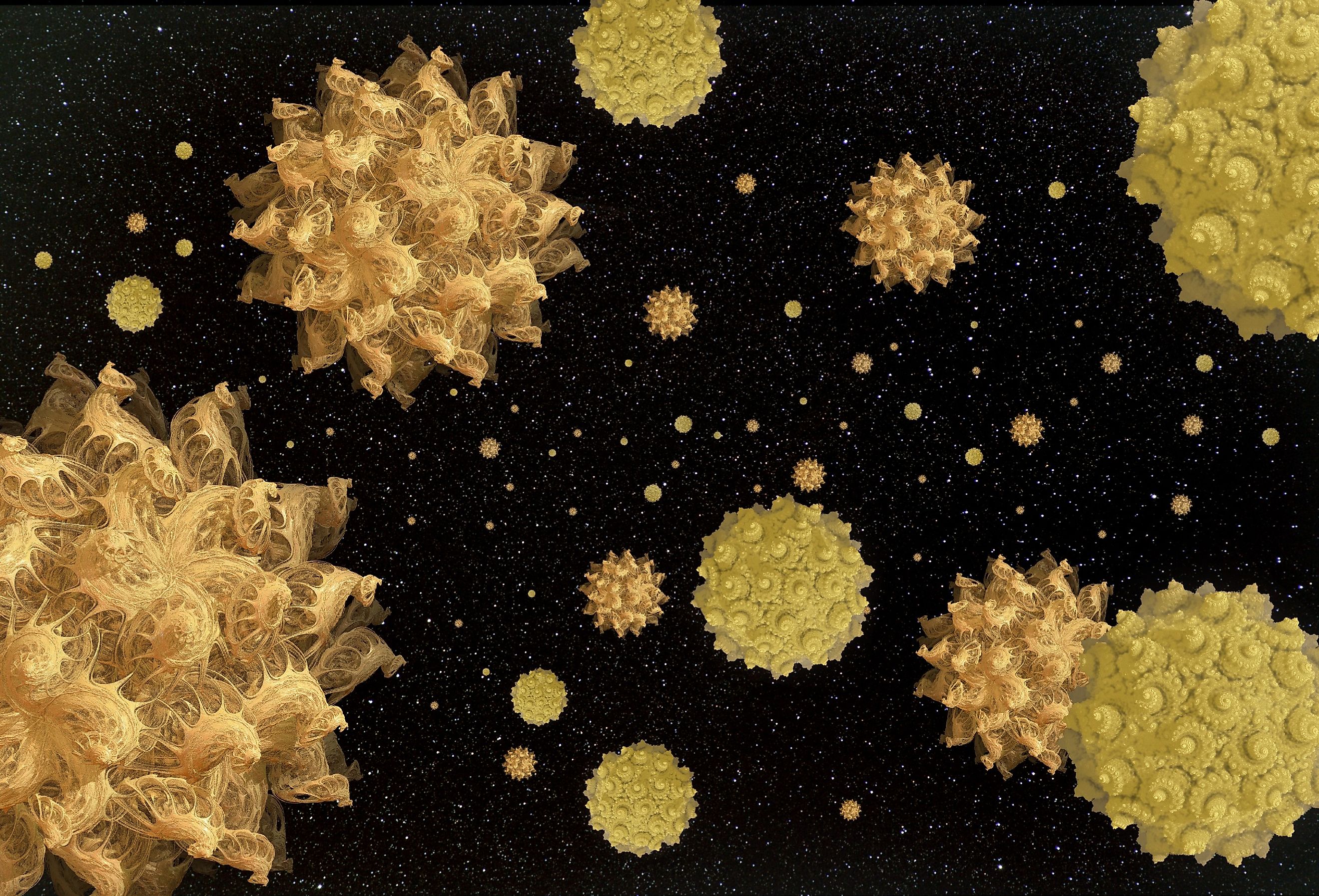 Seeds of bacteria or alien life in space, concept of Panspermia.