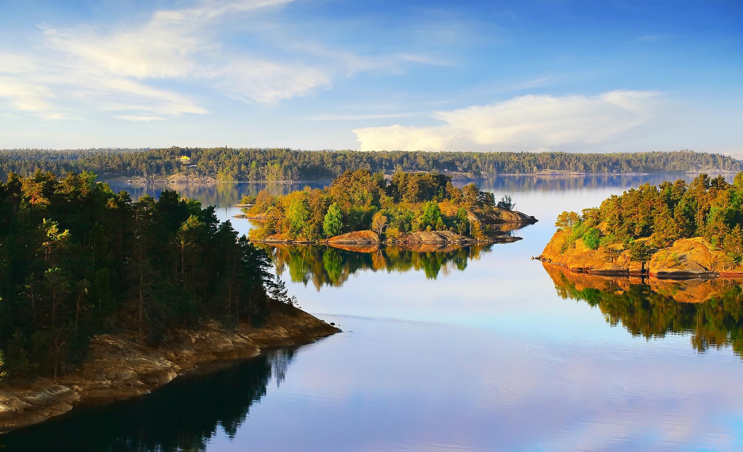 Stockholm Archipelago on the Baltic Sea in the morning.